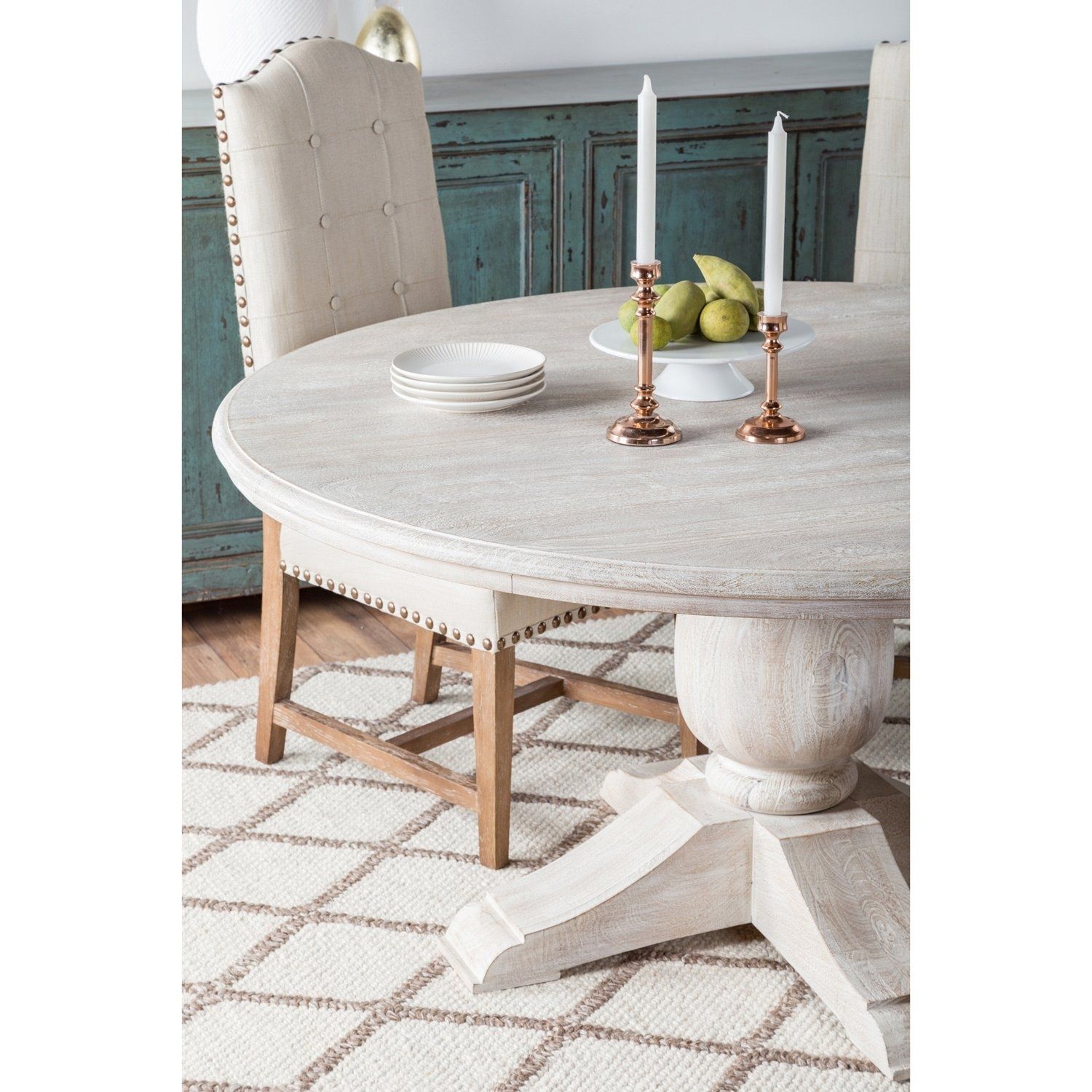 Shop Valencia Wood Antique White 60 Inch Dining Tablekosas Home For Most Popular Valencia 5 Piece 60 Inch Round Dining Sets (View 5 of 20)