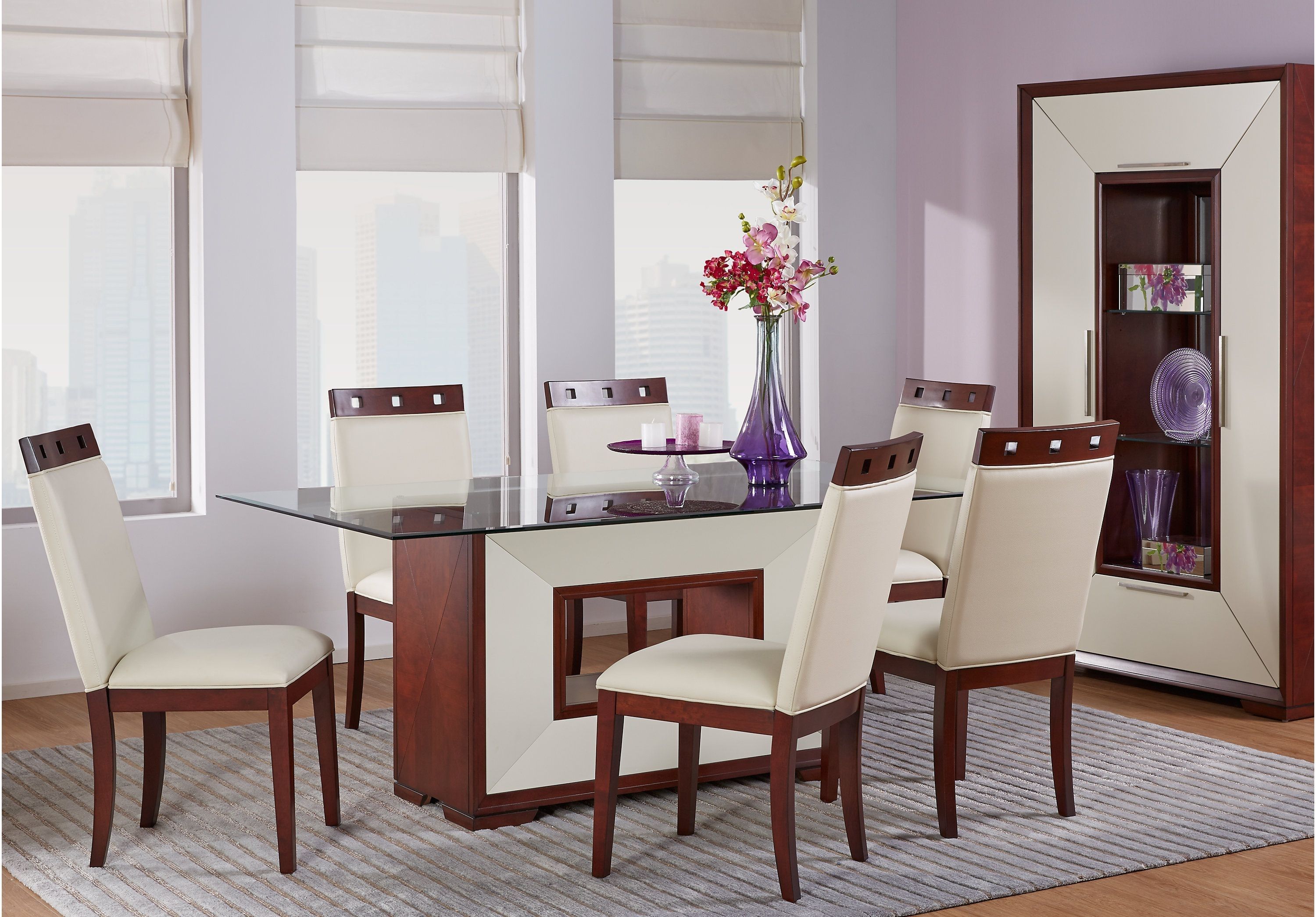 Sofia Vergara Savona Ivory 5 Pc Rectangle Dining Room With Glass Top In Recent Palazzo 6 Piece Dining Sets With Pearson Grey Side Chairs (View 14 of 20)