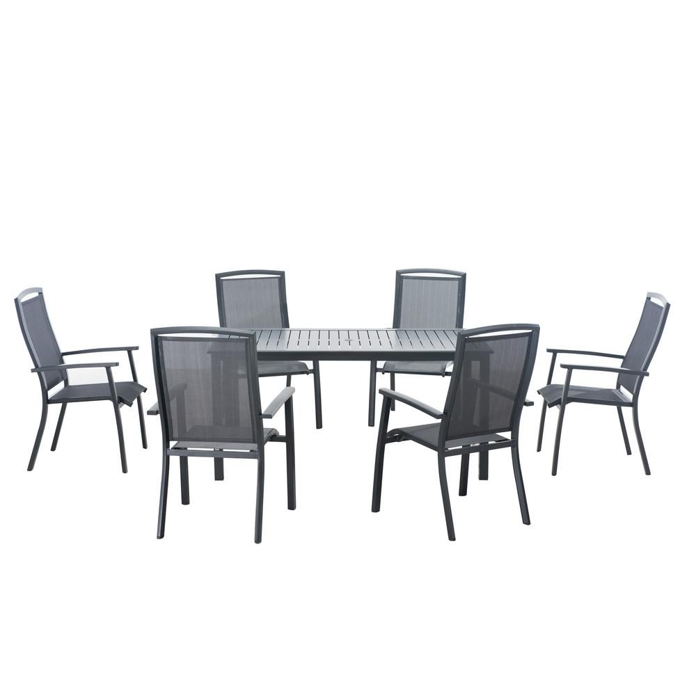 Sunjoy Sierra 7 Piece Patio Dining Set 110201024 – The Home Depot Intended For Recent Crawford 7 Piece Rectangle Dining Sets (View 18 of 20)