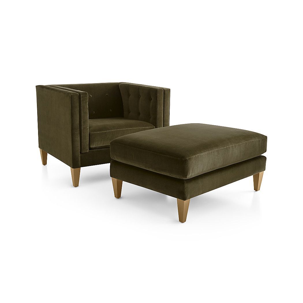 Aidan Velvet 38" Tufted Chair | Seat Cushions, Crates And Barrels With Aidan Ii Swivel Accent Chairs (View 18 of 20)