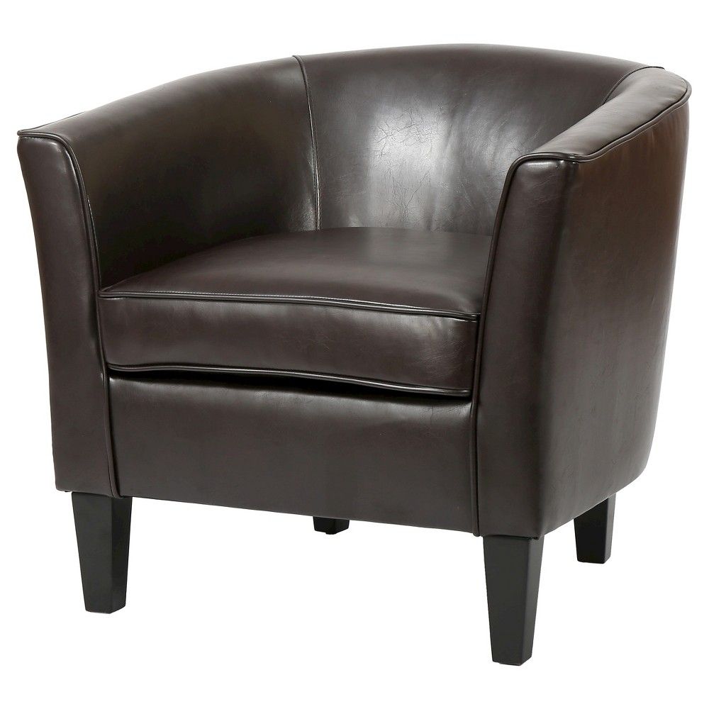 Aiden Bonded Leather Club Chair – Christopher Knight Home, Brown In Aidan Ii Swivel Accent Chairs (View 8 of 20)