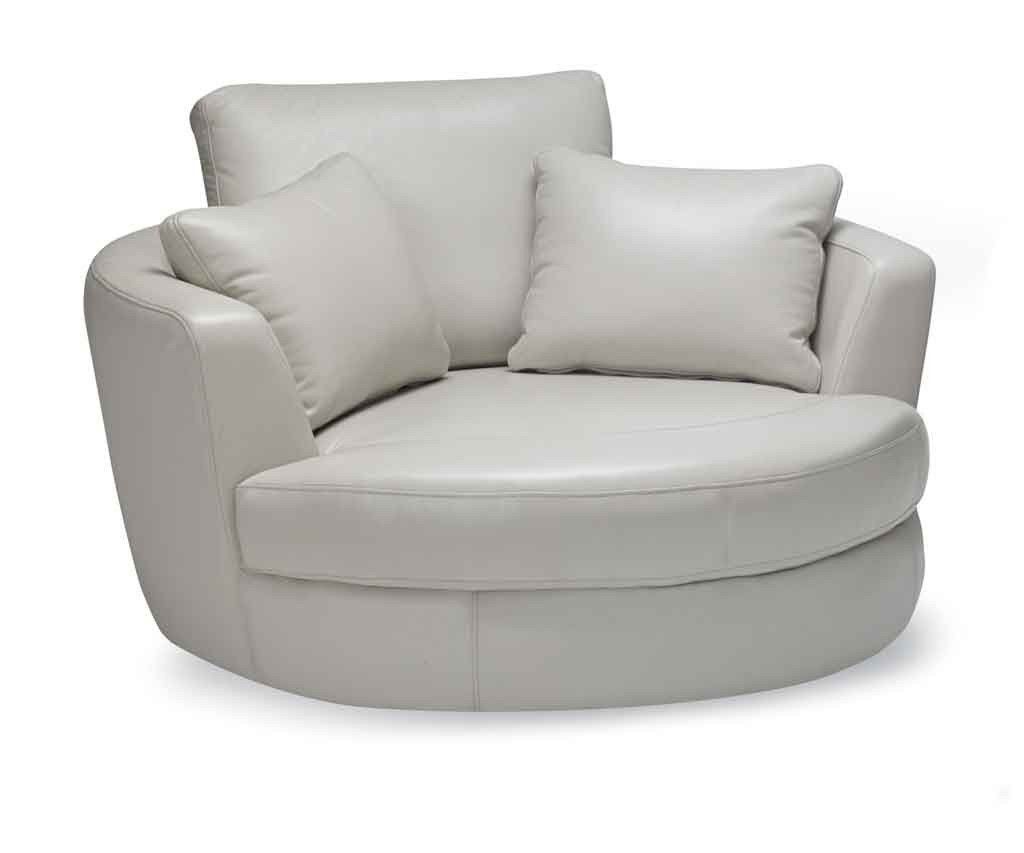 Amala Dark Grey Leather Reclining Swivel Chair Ottoman Living Spaces Intended For Amala White Leather Reclining Swivel Chairs (Photo 12 of 20)