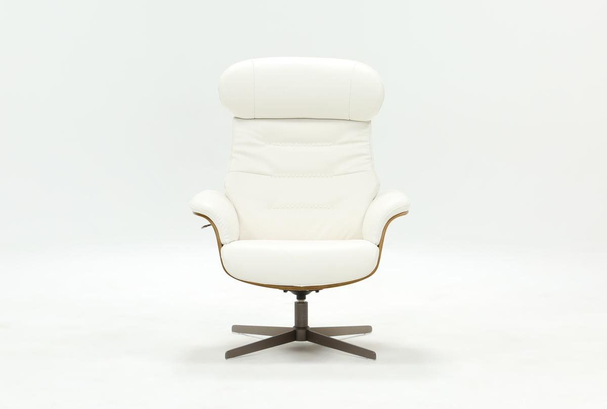 Amala White Leather Reclining Swivel Chair | Living Spaces Within Amala Dark Grey Leather Reclining Swivel Chairs (View 10 of 20)