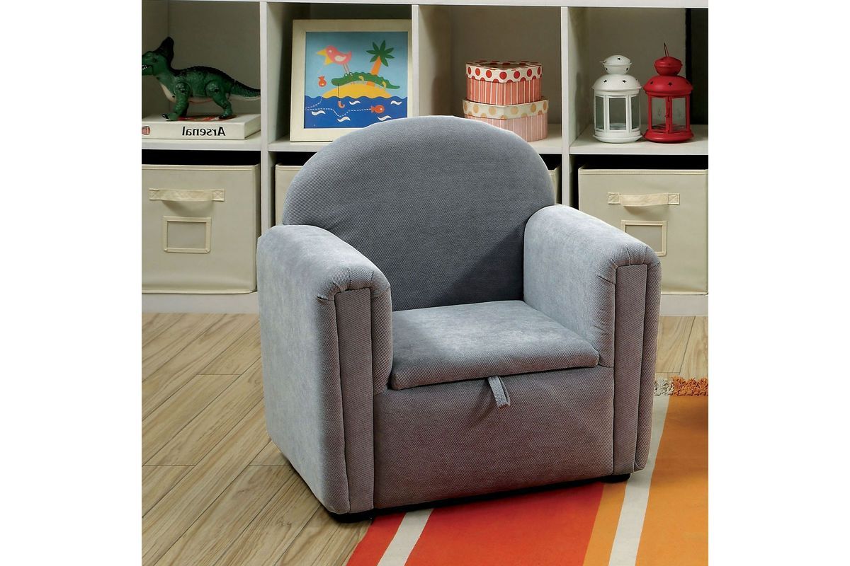 Amari Hidden Seat Storage Youth Accent Chair In Grey At Gardner White Throughout Amari Swivel Accent Chairs (View 16 of 20)