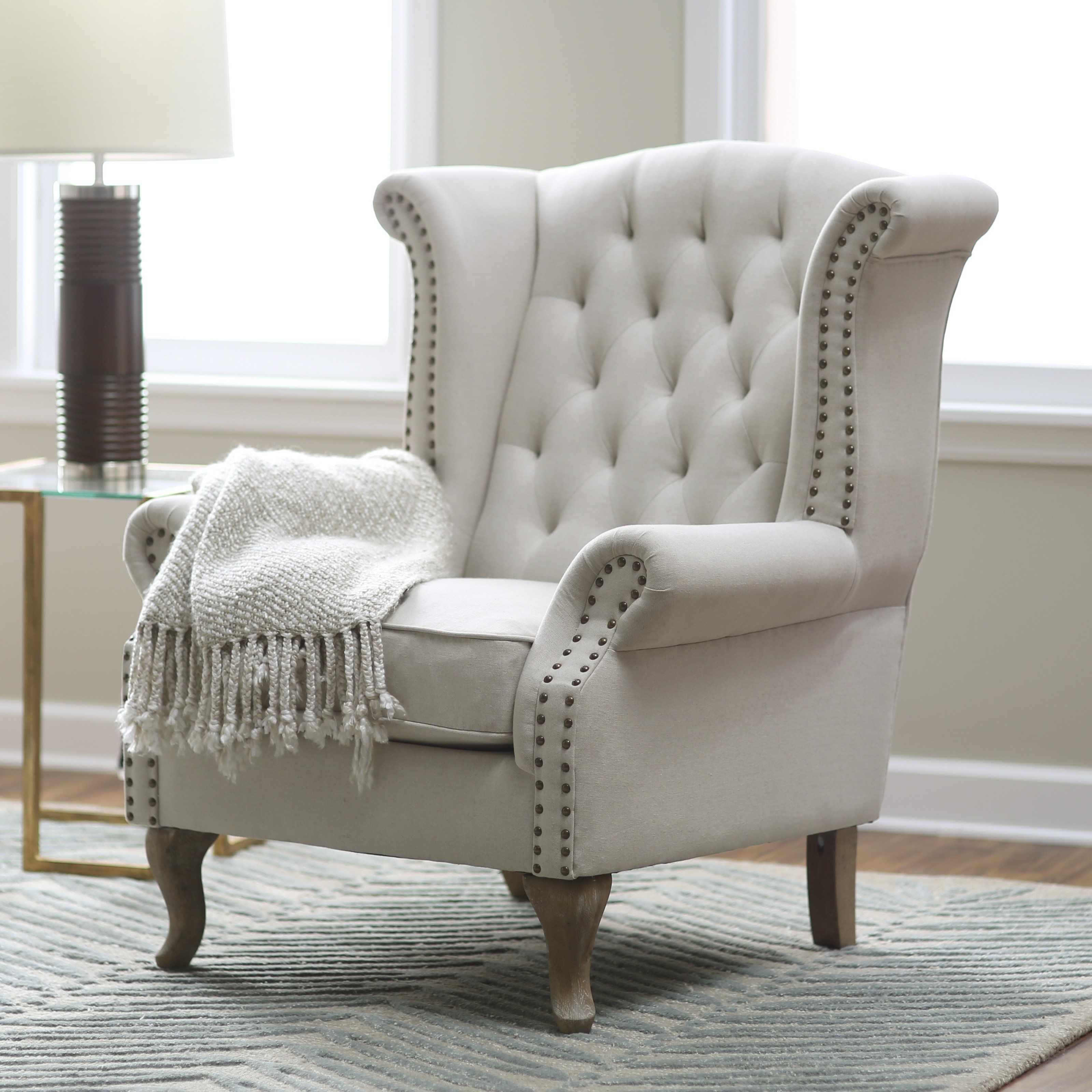 Belham Living Tatum Tufted Arm Chair With Nailheads | Dreamhome Inside Patterson Ii Arm Sofa Chairs (View 19 of 20)