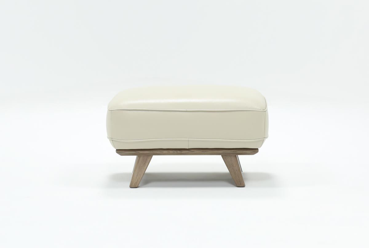 Caressa Leather Dove Grey Ottoman | Living Spaces Within Caressa Leather Dove Grey Sofa Chairs (Photo 5 of 20)