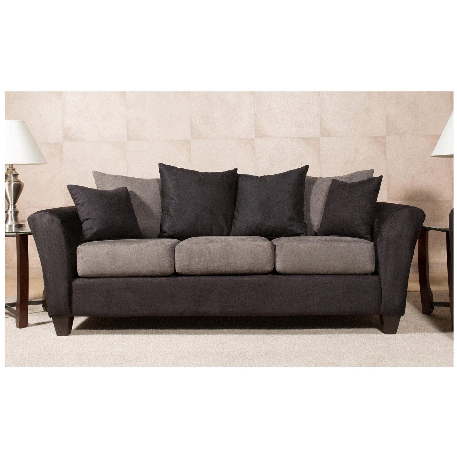 Chelsea Home Mansfield Sofa With 4 Accent Pillows – Walmart For Mansfield Beige Linen Sofa Chairs (Photo 16 of 20)