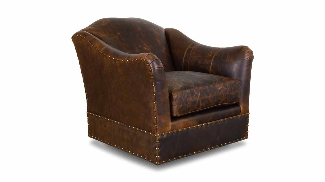 Cococo Home | Raleigh Leather Swivel Chair – Made In Usa Throughout Espresso Leather Swivel Chairs (Photo 13 of 20)