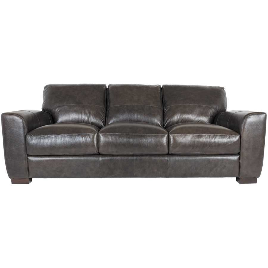 Dark Grey Italian All Leather Sofa 1P 4849S | Soft Line | Afw For Caressa Leather Dark Grey Sofa Chairs (Photo 10 of 20)