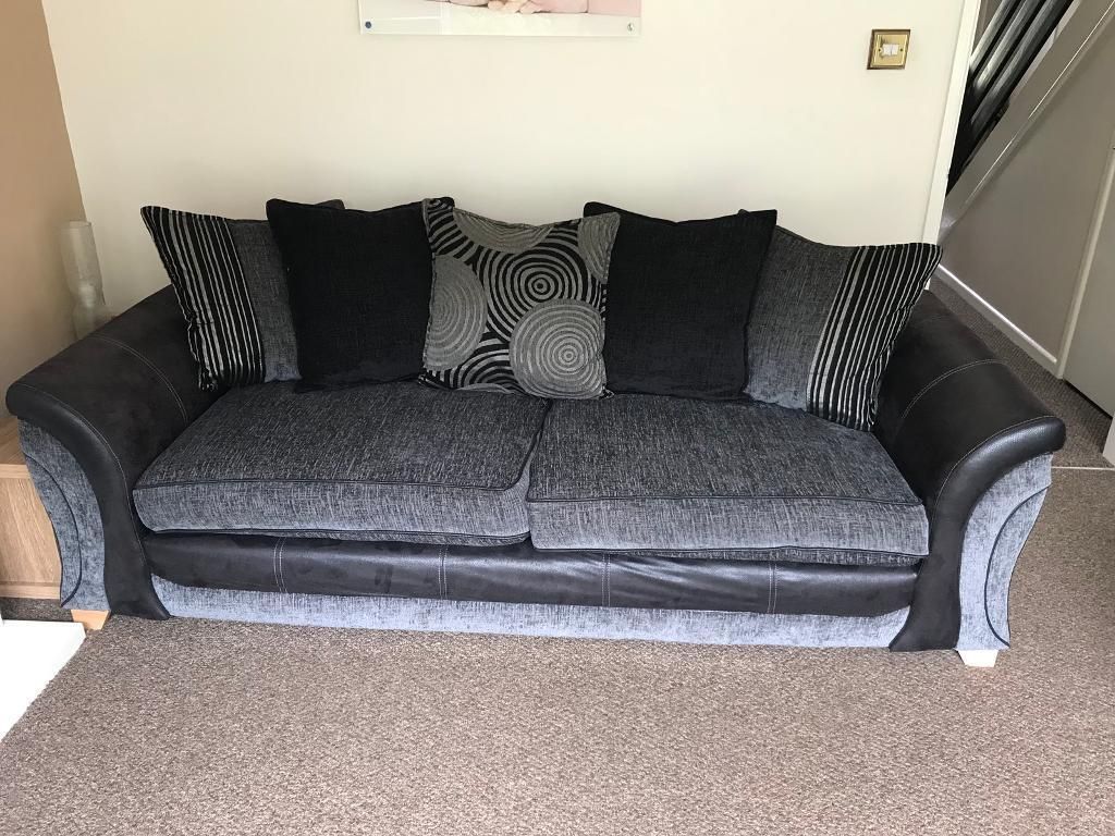 Dfs Black/charcoal 4 Seater Sofa | In Exmouth, Devon | Gumtree Regarding Lucy Dark Grey Sofa Chairs (View 11 of 20)