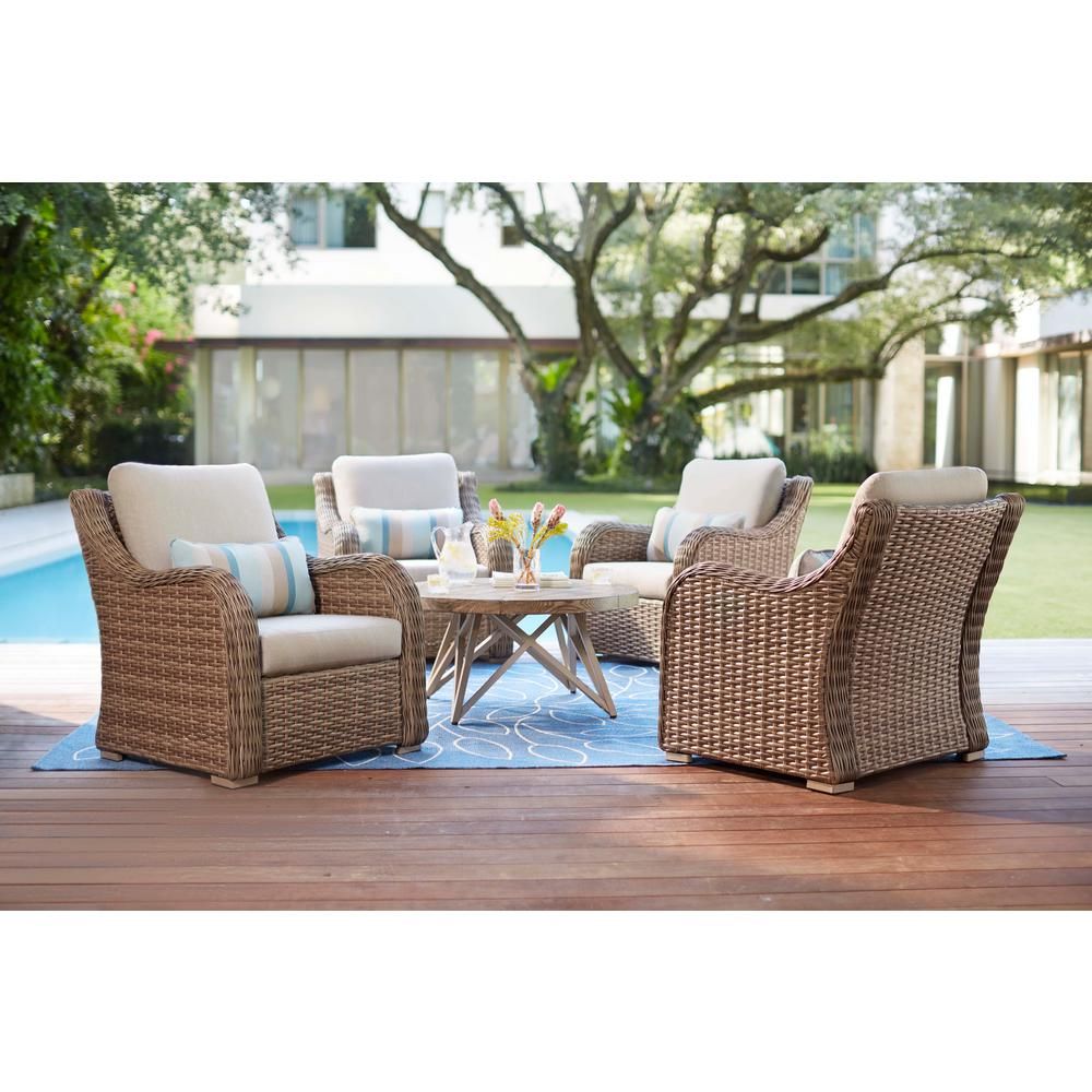 Home Decorators Collection Gwendolyn 5 Piece Wicker Patio Deep Inside Gwen Sofa Chairs (Photo 14 of 20)