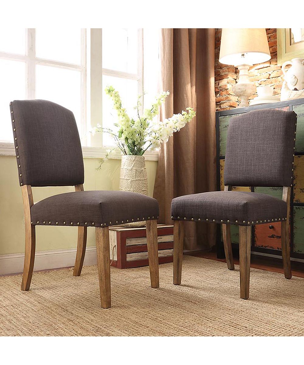 Homebelle Dark Gray Mansfield Dining Chair – Set Of 2 | Zulily Pertaining To Mansfield Beige Linen Sofa Chairs (Photo 20 of 20)