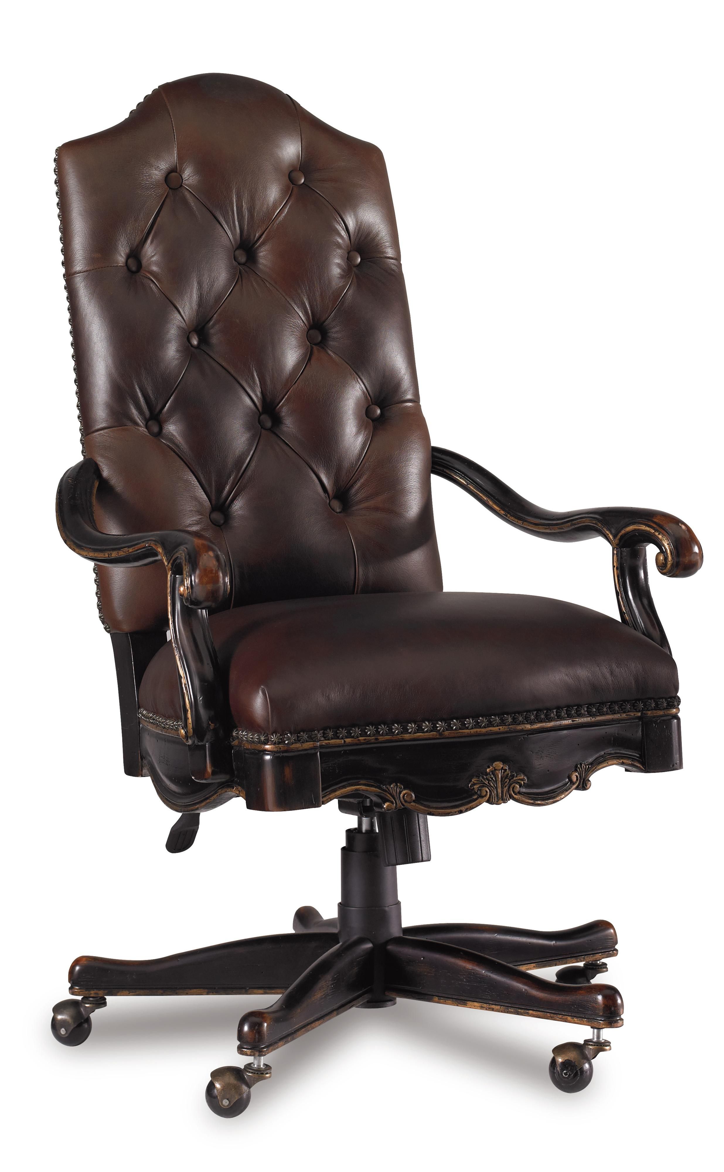 Hooker Furniture Grandover Tufted Leather Executive Office Chair With Regard To Chocolate Brown Leather Tufted Swivel Chairs (View 14 of 20)