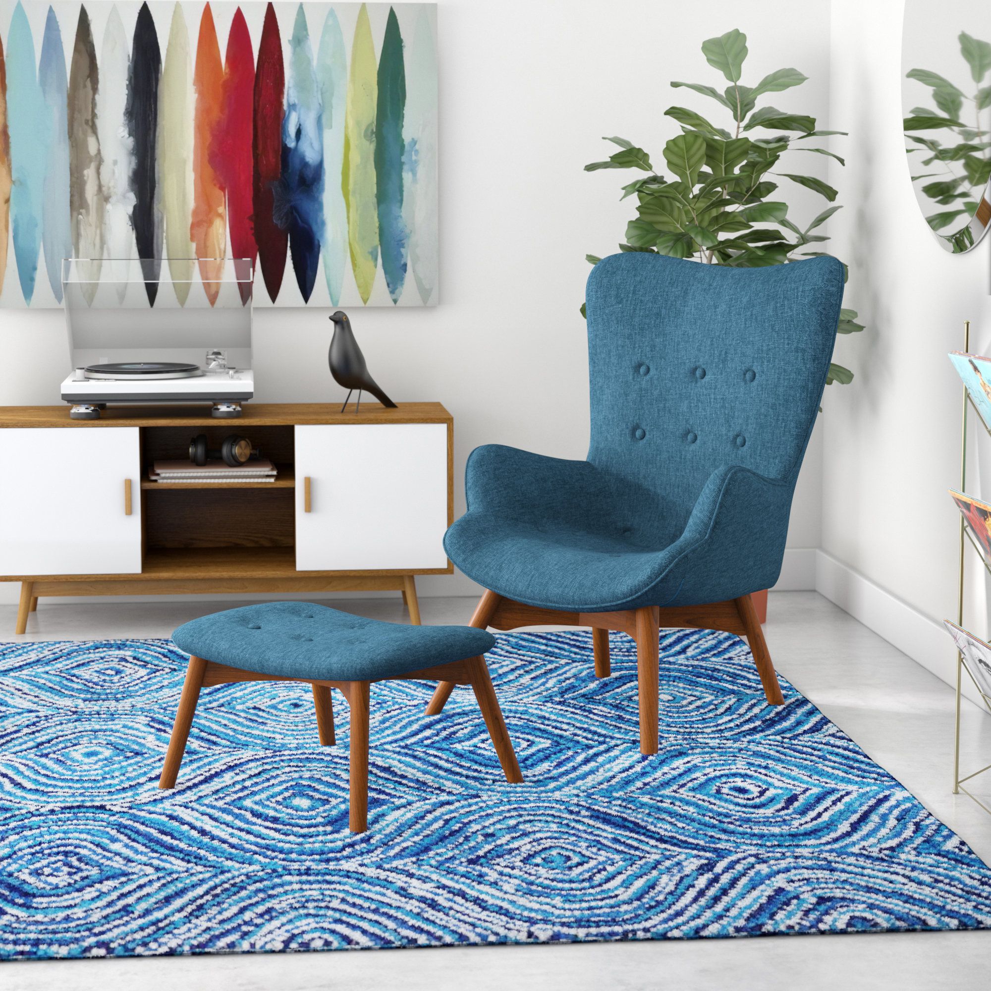 Langley Street Canyon Vista Lounge Chair & Reviews | Wayfair Intended For Gina Blue Leather Sofa Chairs (View 14 of 20)