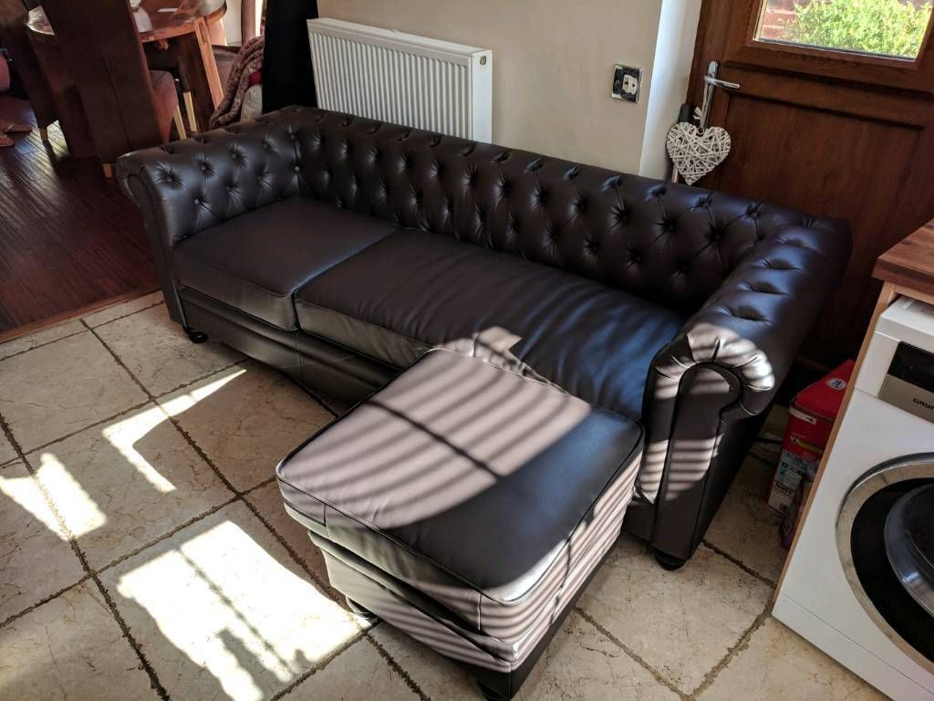 Leather Sofa | In Mansfield Woodhouse, Nottinghamshire | Gumtree With Mansfield Cocoa Leather Sofa Chairs (Photo 13 of 20)