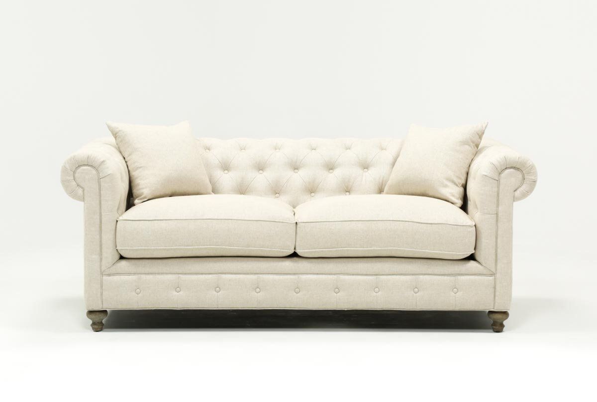 Mansfield 86 Inch Beige Linen Sofa | Living Spaces Pertaining To Mansfield Beige Linen Sofa Chairs (Photo 1 of 20)