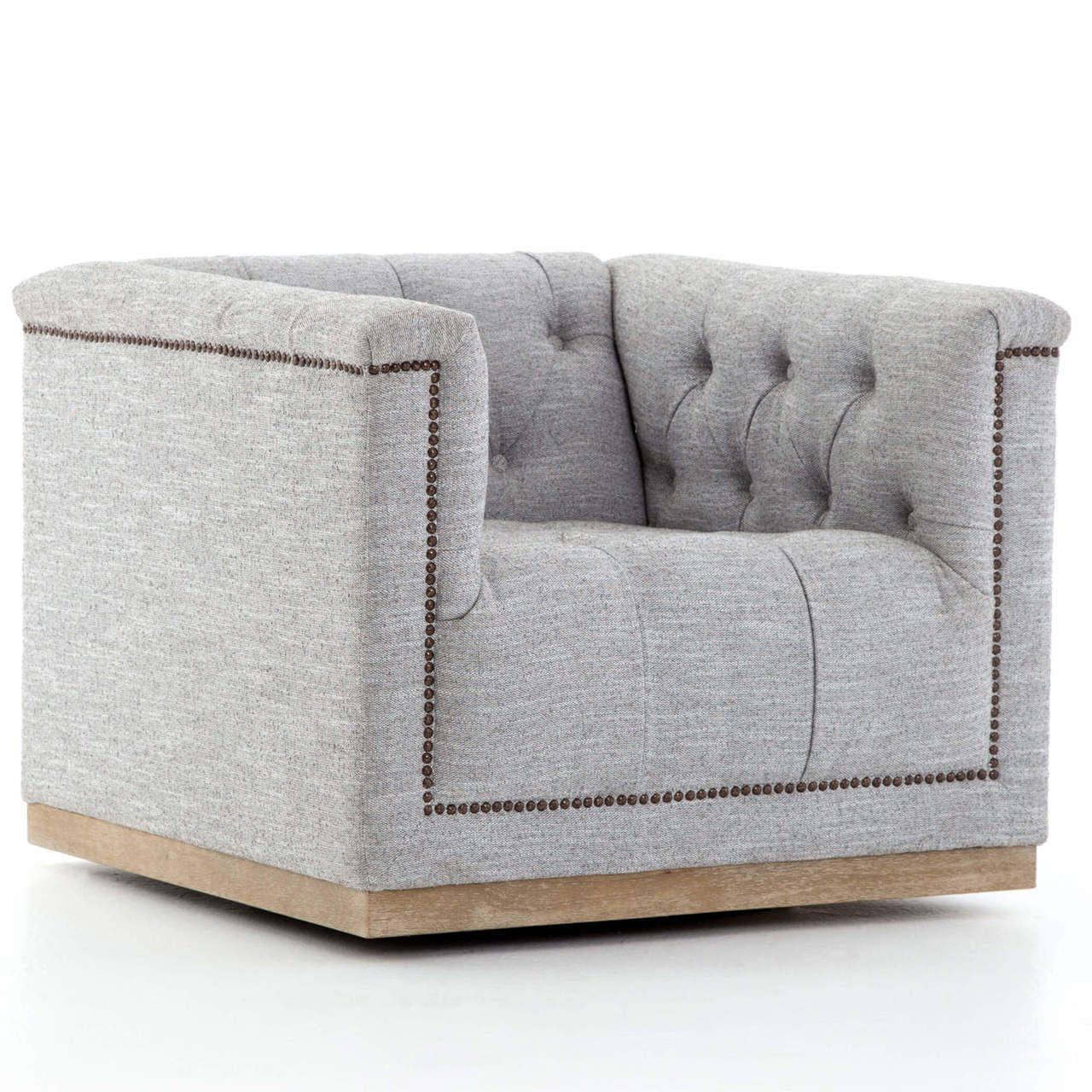 Maxx Grey Fabric Upholstered Tufted Swivel Club Chair In 2018 In Manor Grey Swivel Chairs (Photo 1 of 20)