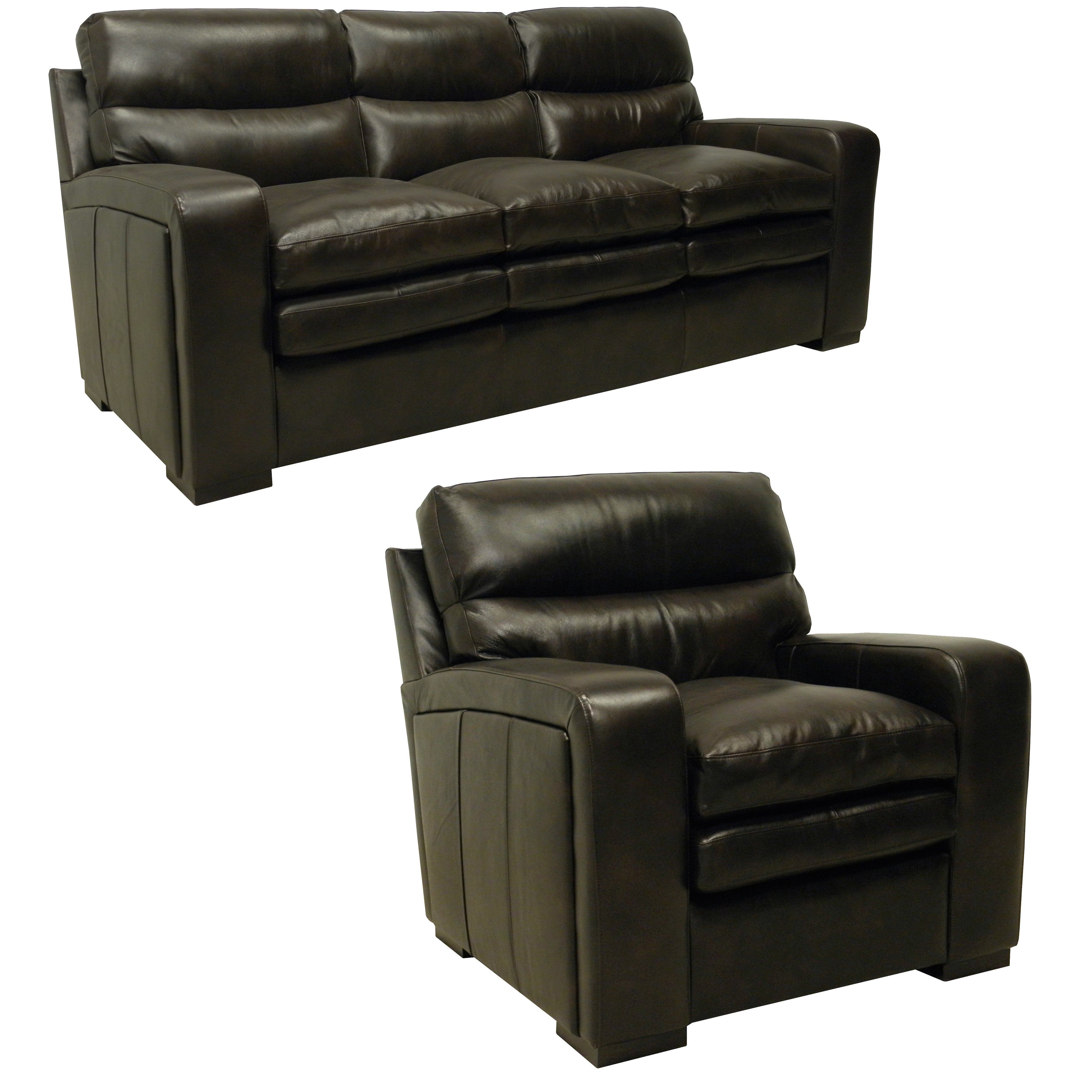 Mercer Dark Brown Italian Leather Sofa And Leather Chair – Free Inside Mercer Foam Oversized Sofa Chairs (Photo 15 of 20)
