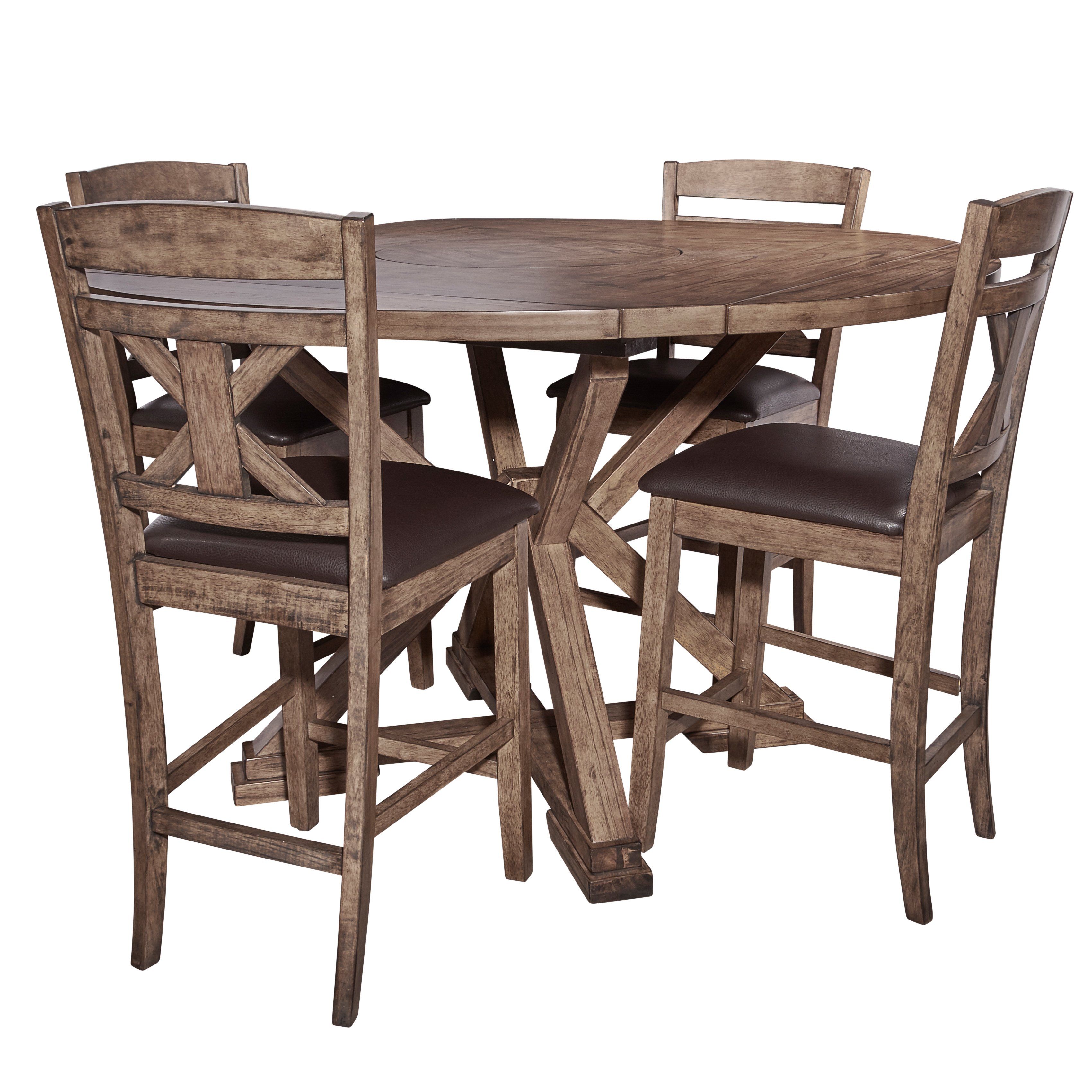 Shop Cohen Weathered Oak 5 Piece Counter Height Dining Set – Free Intended For Cohen Foam Oversized Sofa Chairs (Photo 13 of 20)