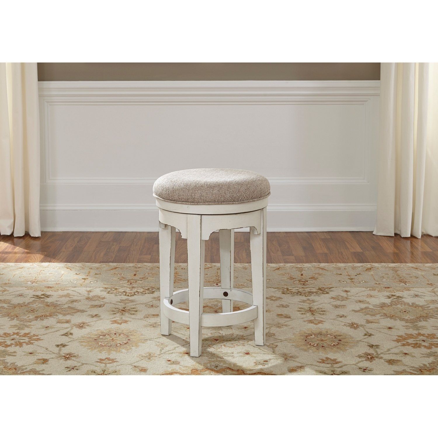 Shop Magnolia Manor Antique White Console Swivel Stool – Free Regarding Manor Grey Swivel Chairs (View 8 of 20)