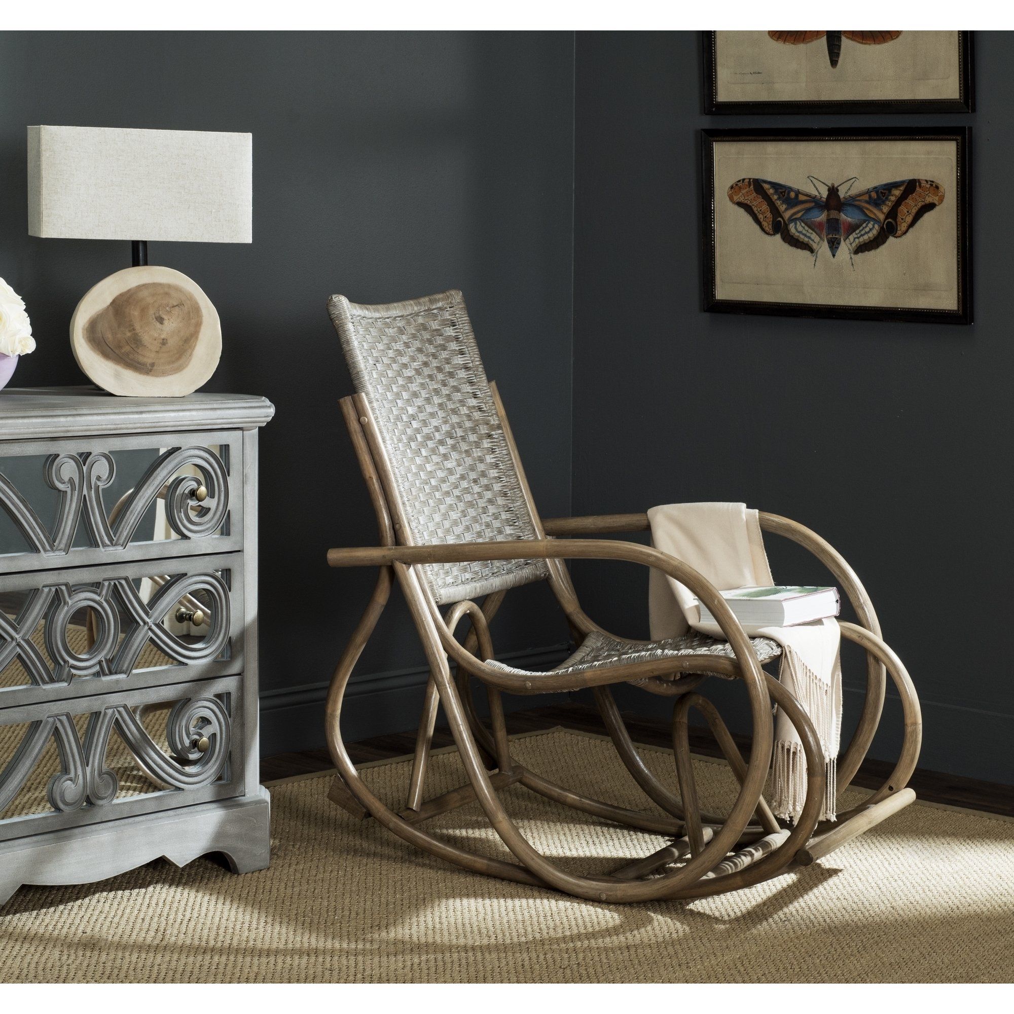 Shop Safavieh Bali Antique Grey Rocking Chair – Free Shipping Today Intended For Katrina Grey Swivel Glider Chairs (Photo 11 of 20)