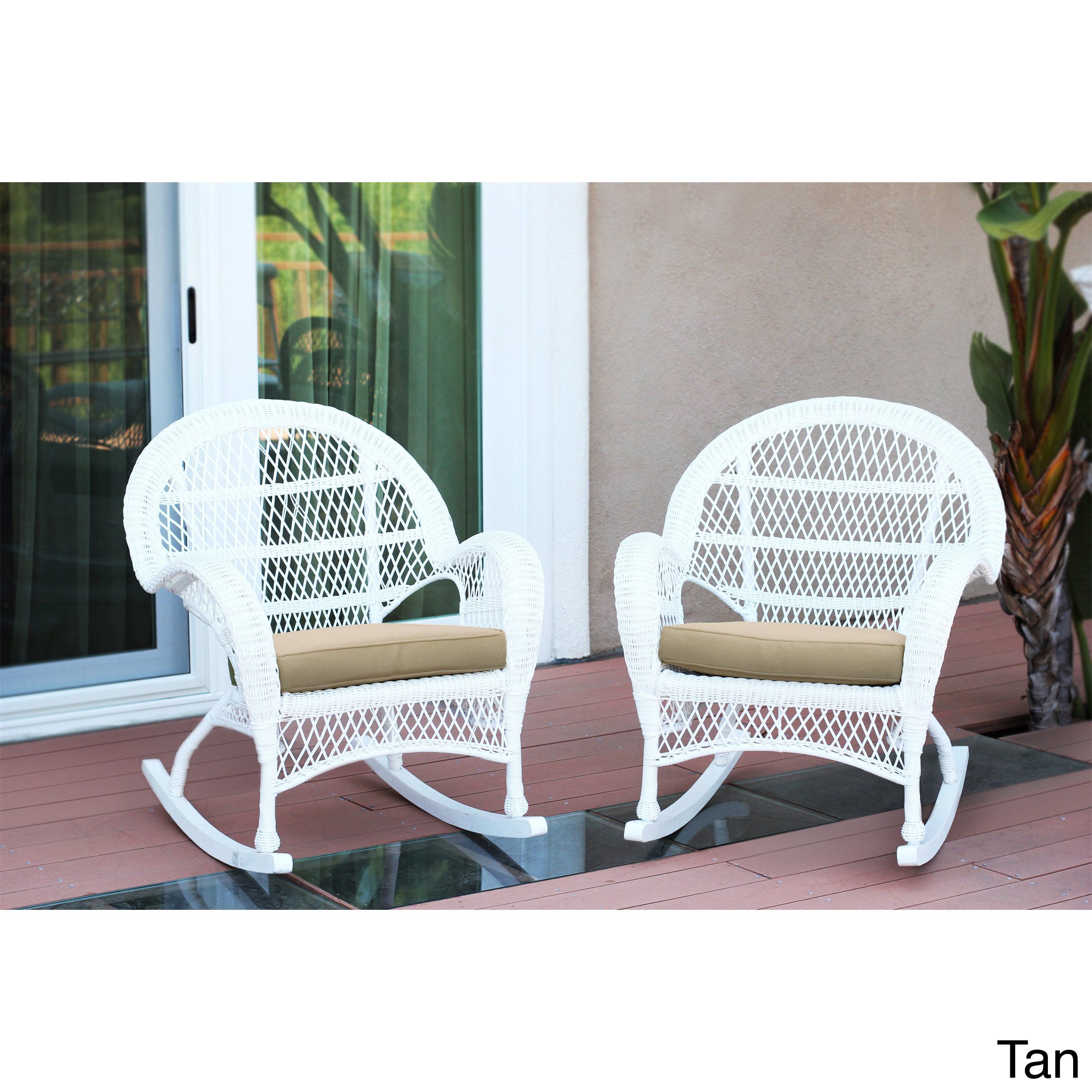 Shop Santa Maria White Rocker Wicker Chair With Cushion (Set Of 2 Pertaining To Mari Swivel Glider Recliners (View 12 of 20)