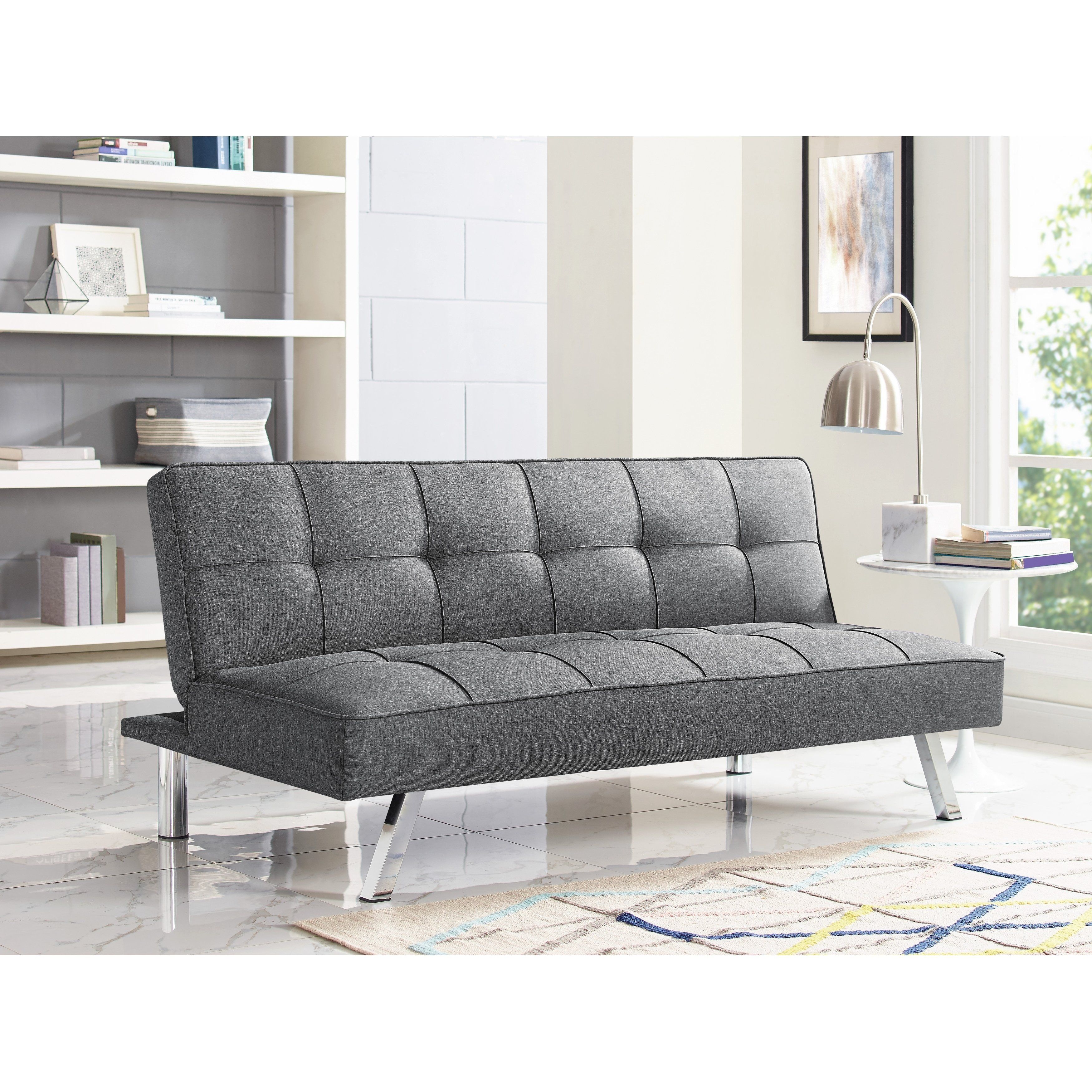 Shop Serta Charlie Tufted Grey Upholstered Convertible Sofa – Free With Cohen Foam Oversized Sofa Chairs (Photo 7 of 20)