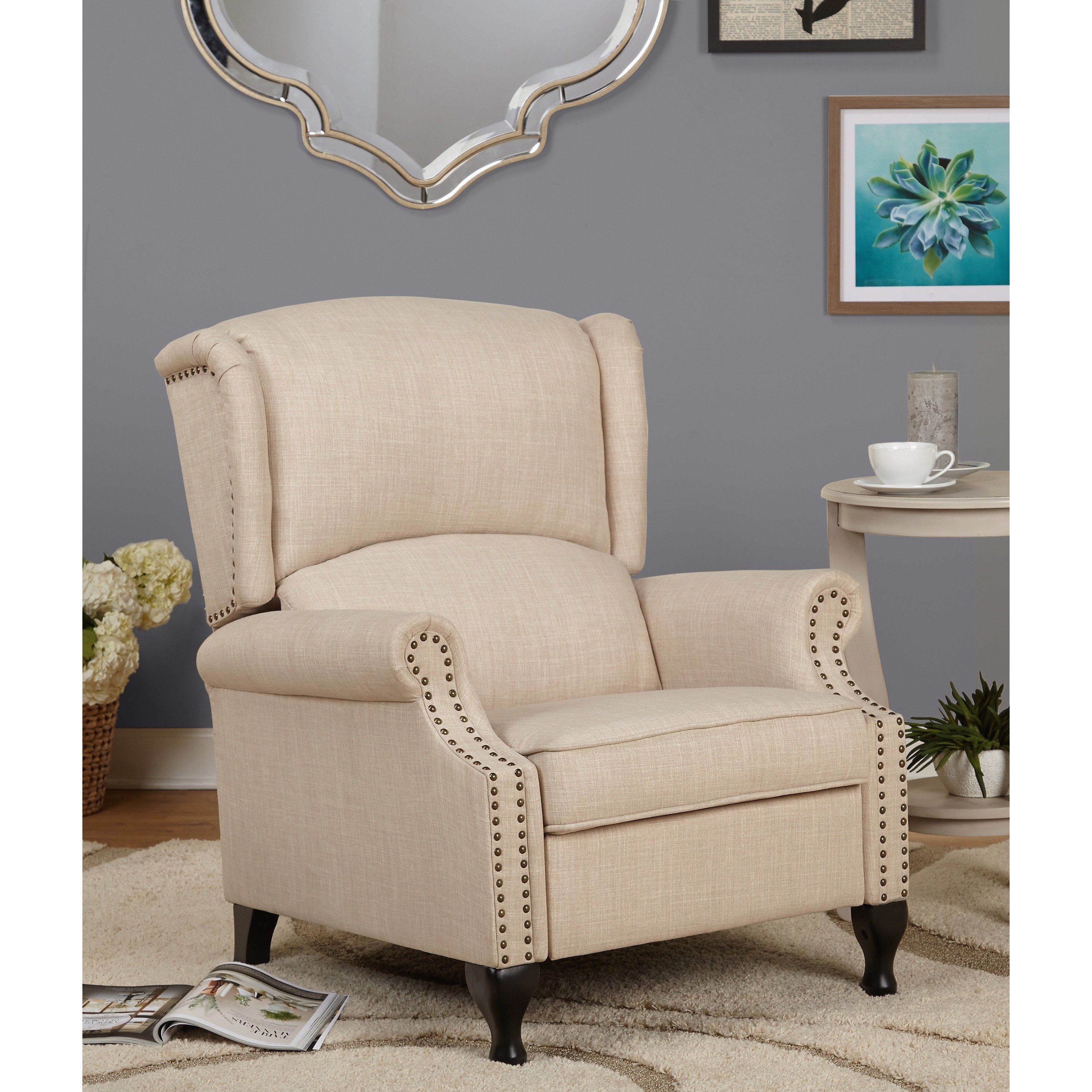 Shop Simple Living Upholstered Wing Recliner – Free Shipping Today With Regard To Franco Iii Fabric Swivel Rocker Recliners (View 15 of 20)