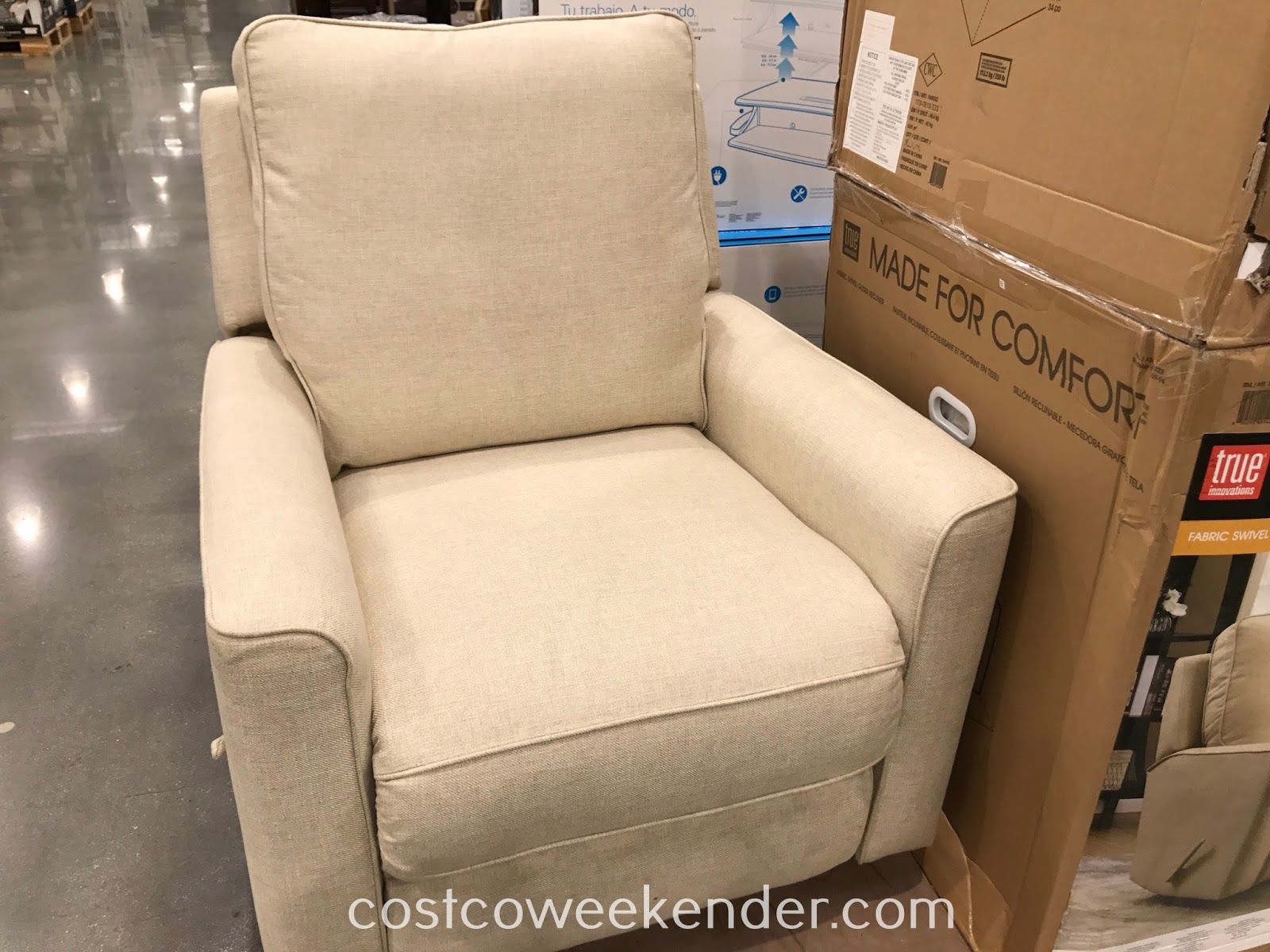 True Innovations Fabric Swivel Glider Recliner Chair | Costco Weekender With Decker Ii Fabric Swivel Glider Recliners (Photo 8 of 20)