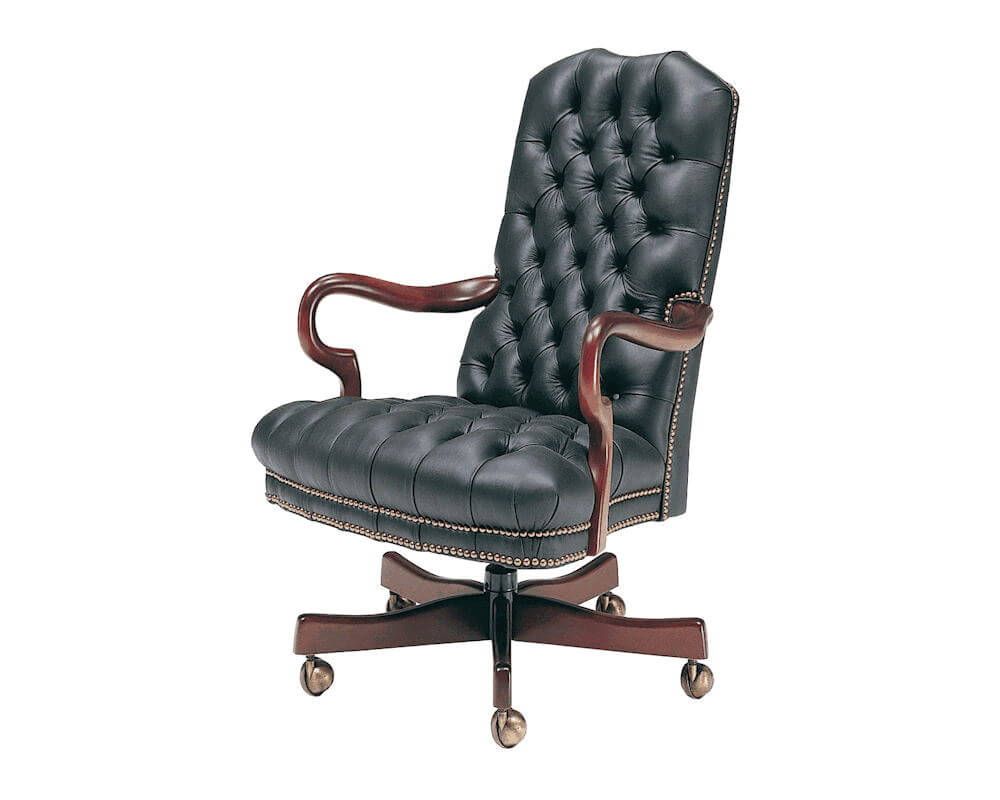 Tufted Leather Swivel Office Chair 806 St Classic Leather Pertaining To Chocolate Brown Leather Tufted Swivel Chairs (View 7 of 20)