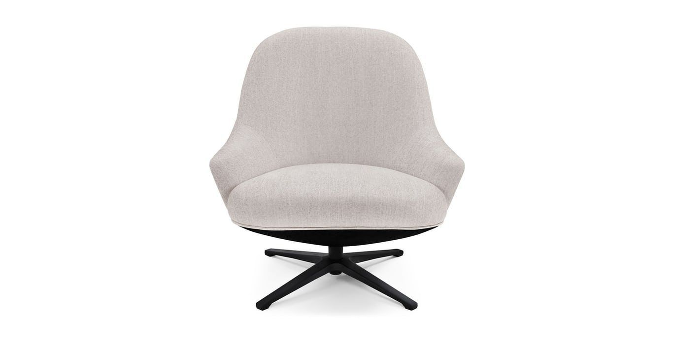 White Swivel Armchair, Black Metal Base | Article Twirl Modern For Twirl Swivel Accent Chairs (View 7 of 20)