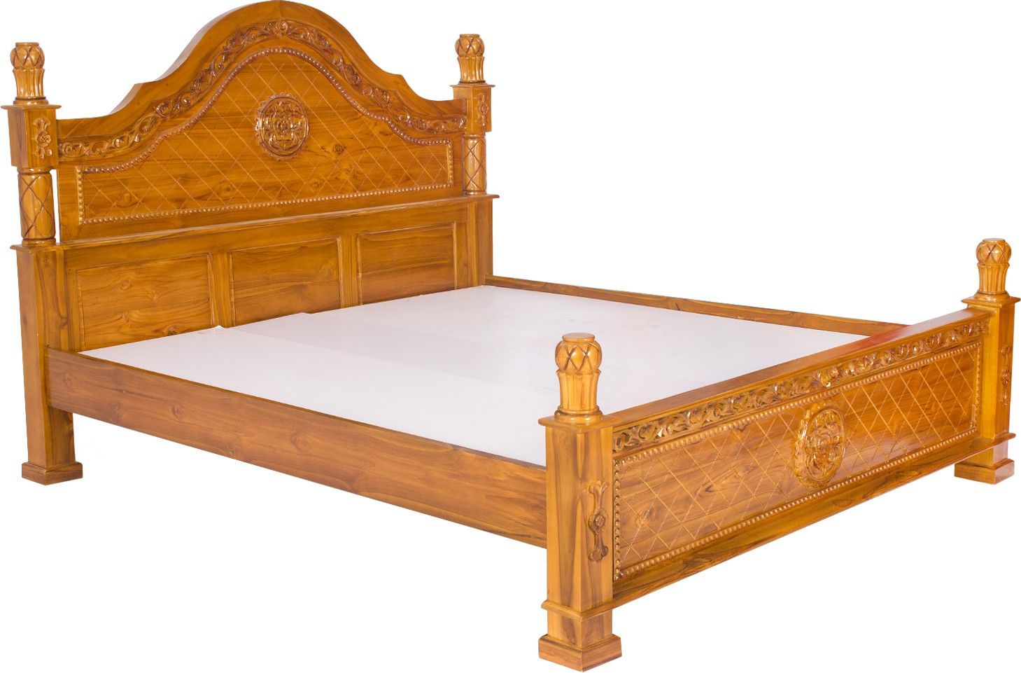 Woodpecker Solid Wood Queen Bed(Finish Color – Teak) Furniture Price Throughout Quinn Teak Sofa Chairs (View 15 of 20)