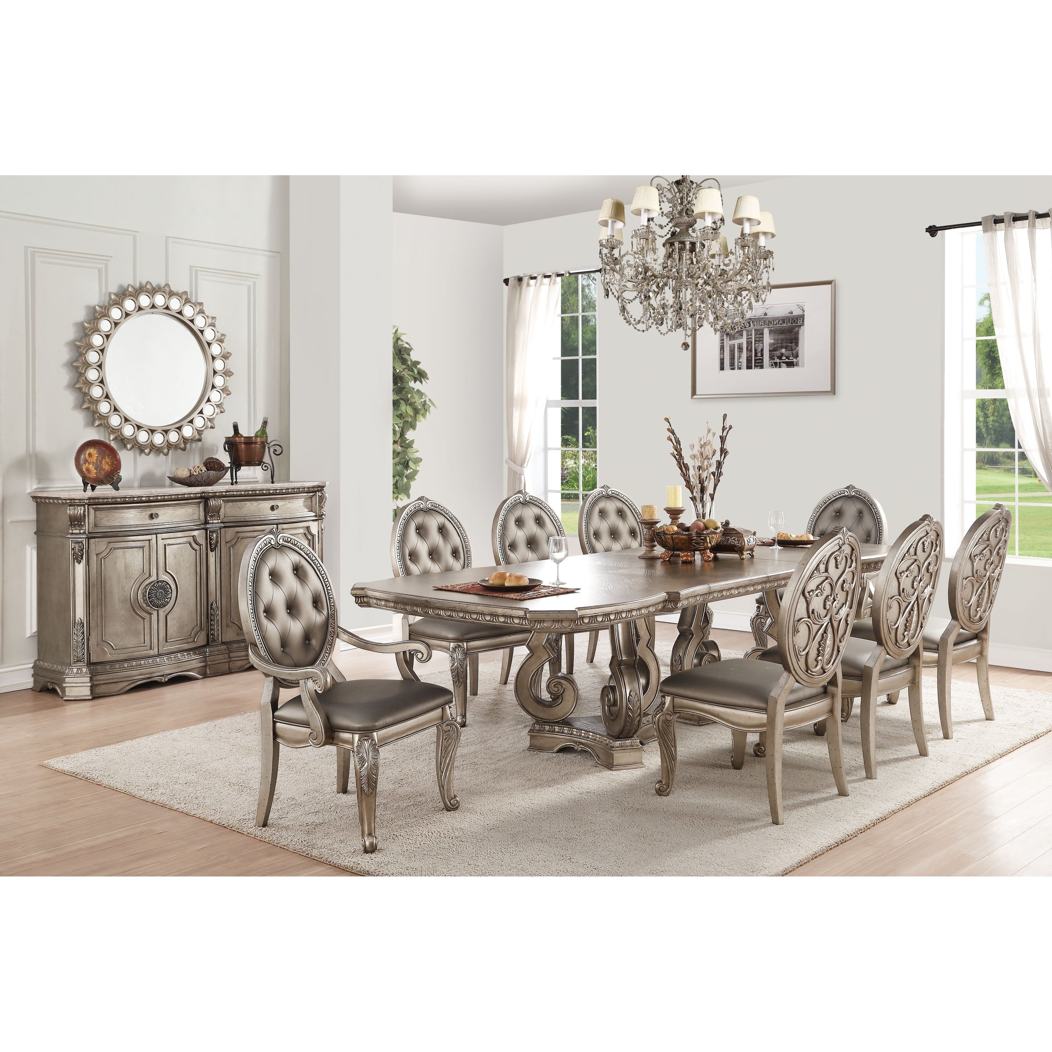 Acme Northville Dining Table In Antique Champagne In Newest Chelmsford 3 Piece Dining Sets (View 6 of 20)