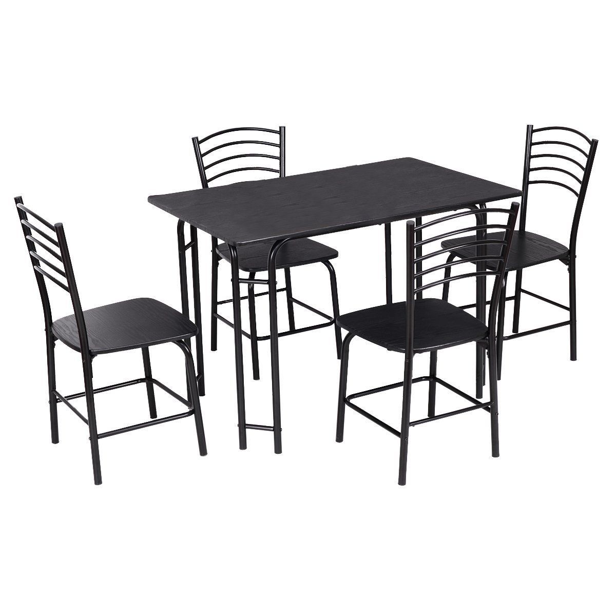 Amazon – Giantex 5 Pcs Black Dining Set Table 4 Chairs Steel Within Most Recent Casiano 5 Piece Dining Sets (View 18 of 20)