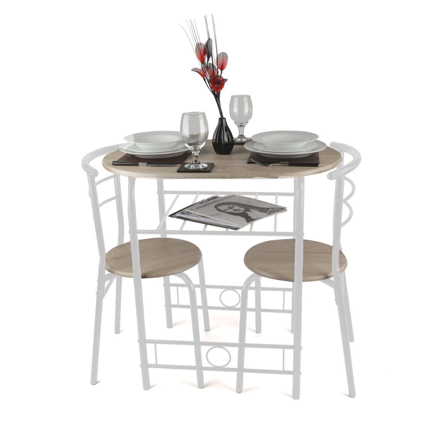 Christow 3 Piece Breakfast Dining Set White: Amazon.co.uk: Kitchen Within 2017 3 Piece Breakfast Dining Sets (Photo 35430 of 35622)
