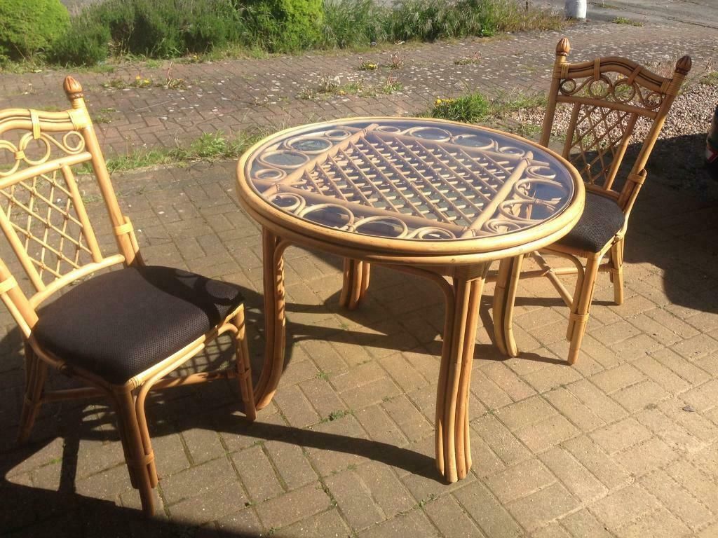 Conservatory Cane Dining Table And Two Chairs | In Chelmsford, Essex |  Gumtree Within Current Chelmsford 3 Piece Dining Sets (View 16 of 20)