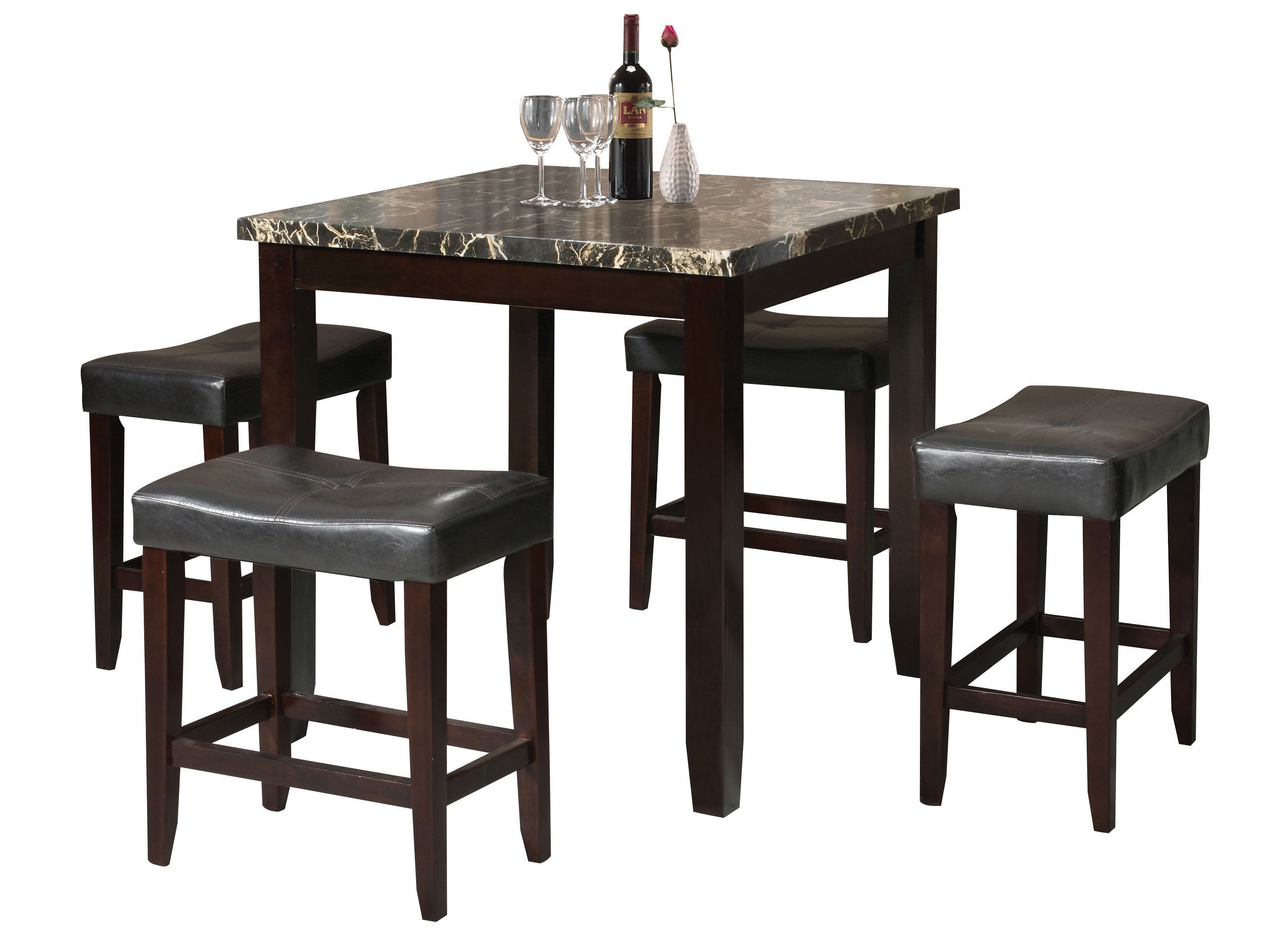 Dehaven 5 Piece Counter Height Dining Set Within 2017 Ryker 3 Piece Dining Sets (Photo 14 of 20)