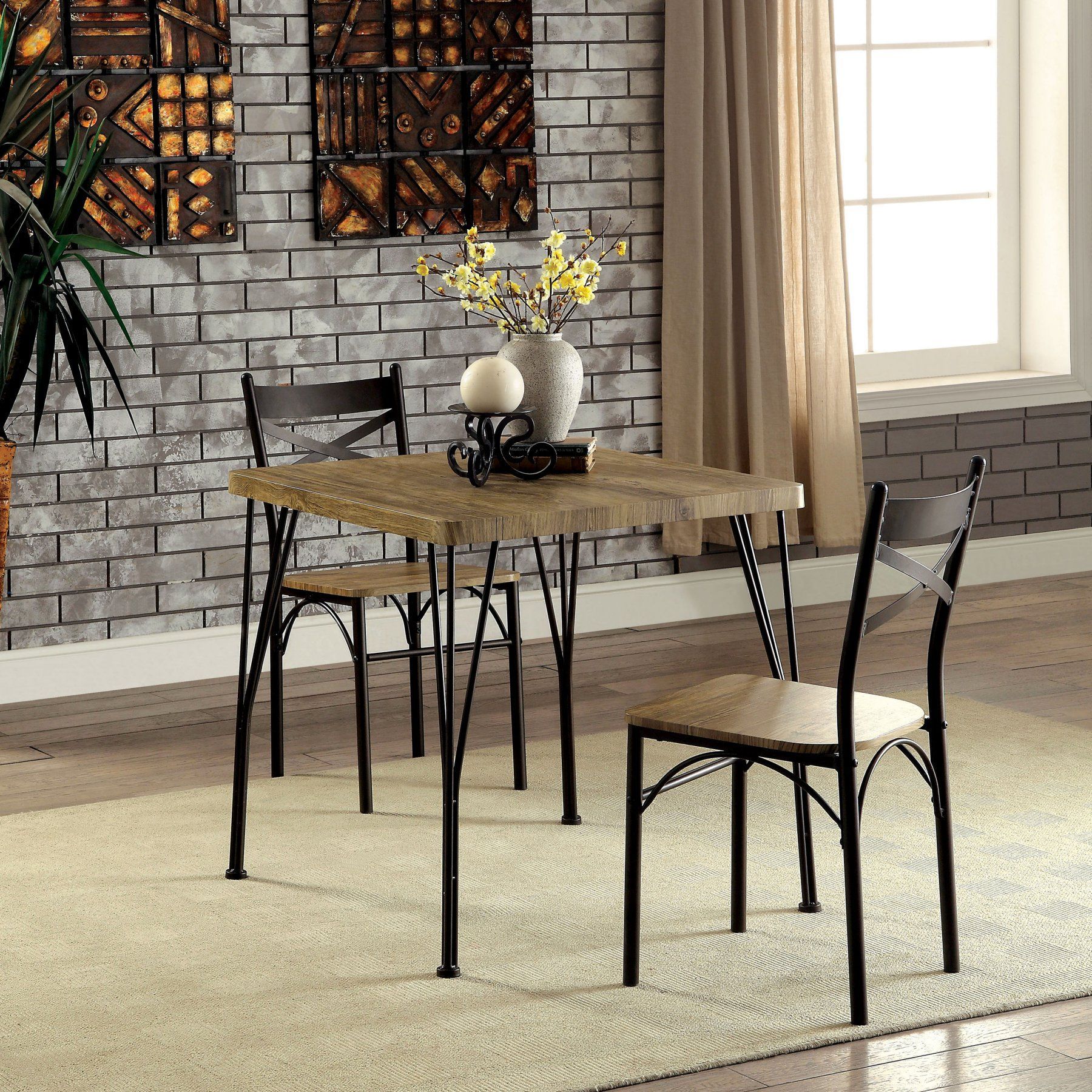 Furniture Of America Amonica Industrial Style 3 Piece Casual Dining Regarding Most Up To Date Bearden 3 Piece Dining Sets (View 7 of 20)