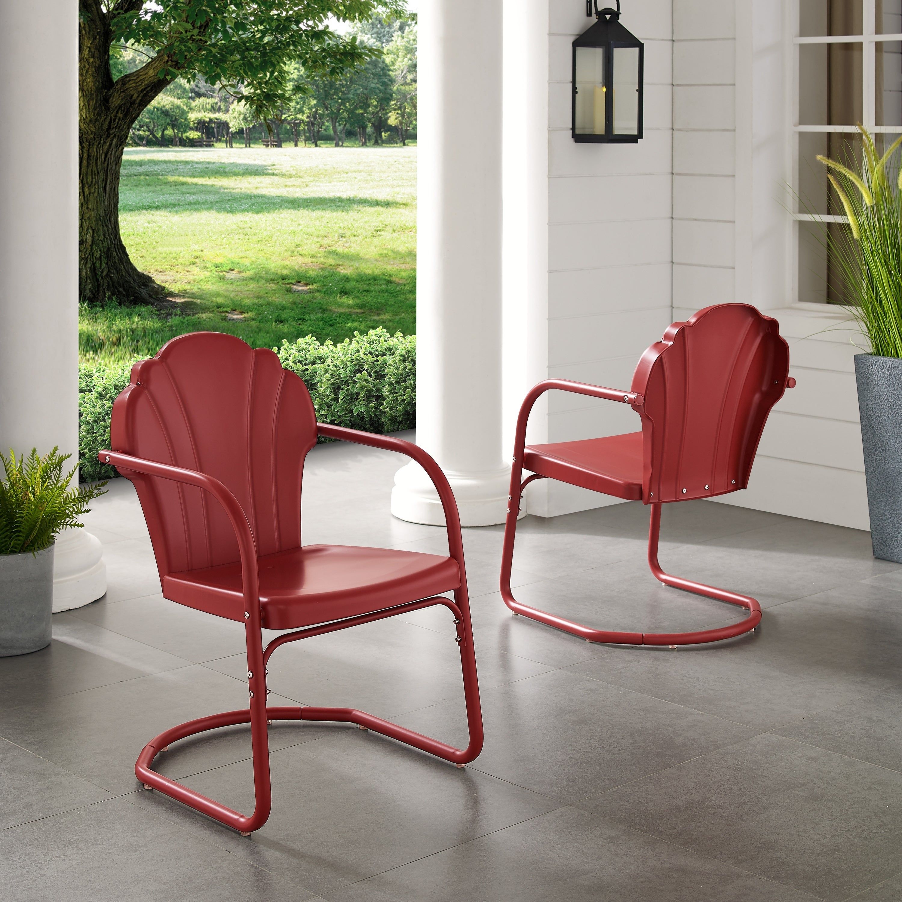 Havenside Home Diana Bay Red Retro Metal Chairs (Set Of 2) With Recent Bate Red Retro 3 Piece Dining Sets (View 10 of 20)