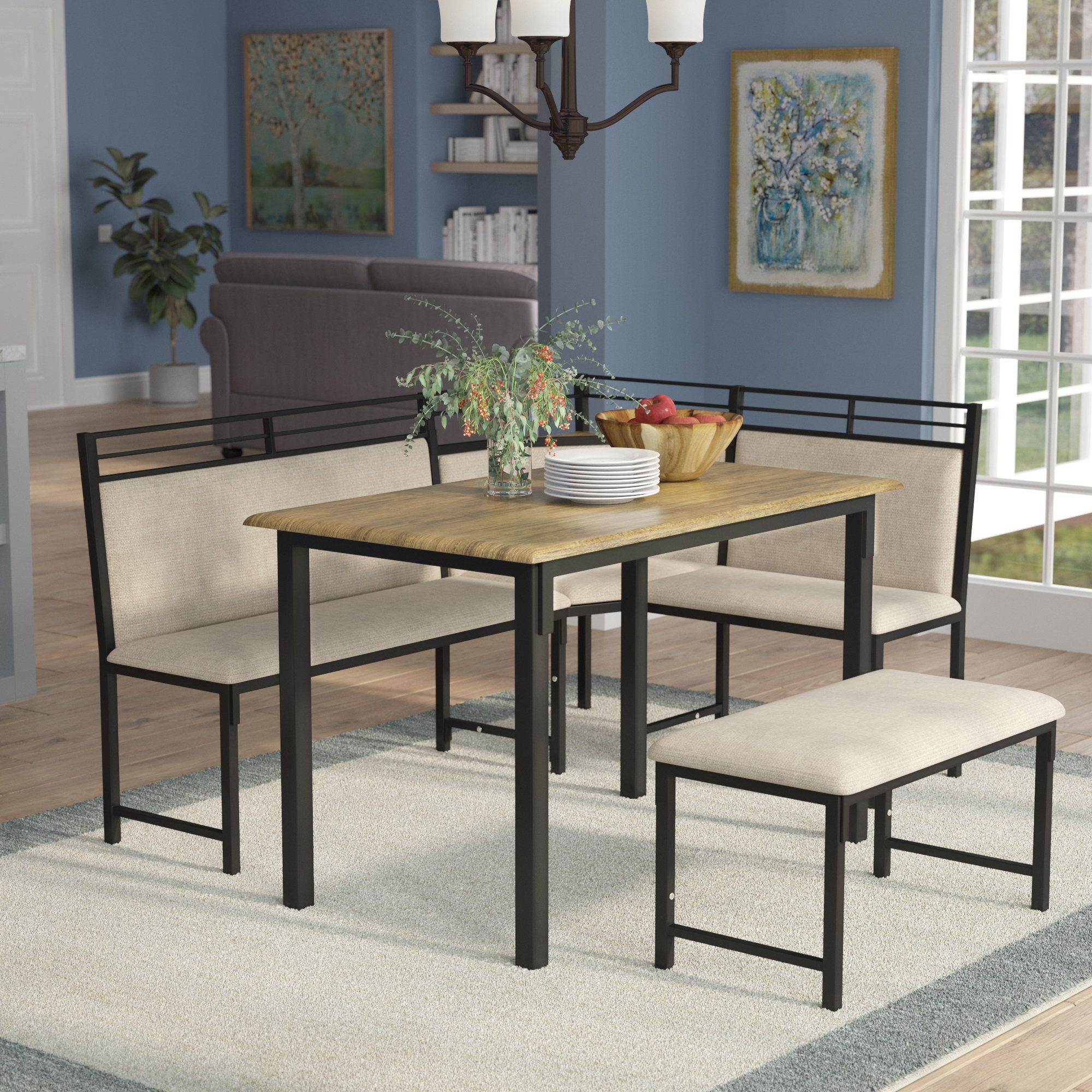 Moonachie Corner 3 Piece Dining Set Within 2018 Bearden 3 Piece Dining Sets (View 9 of 20)