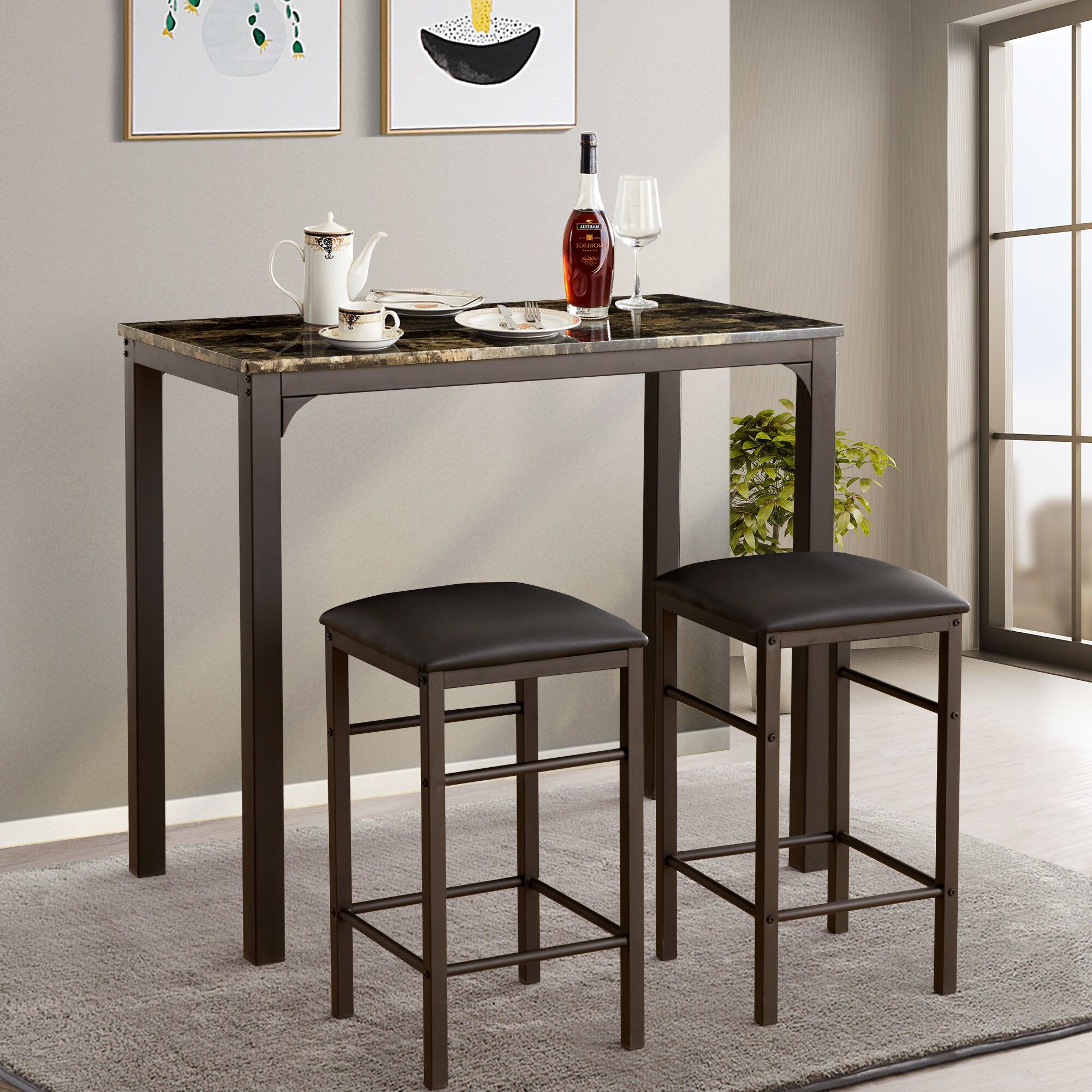 Tappahannock 3 Piece Counter Height Dining Set Pertaining To 2018 Nutter 3 Piece Dining Sets (View 4 of 20)