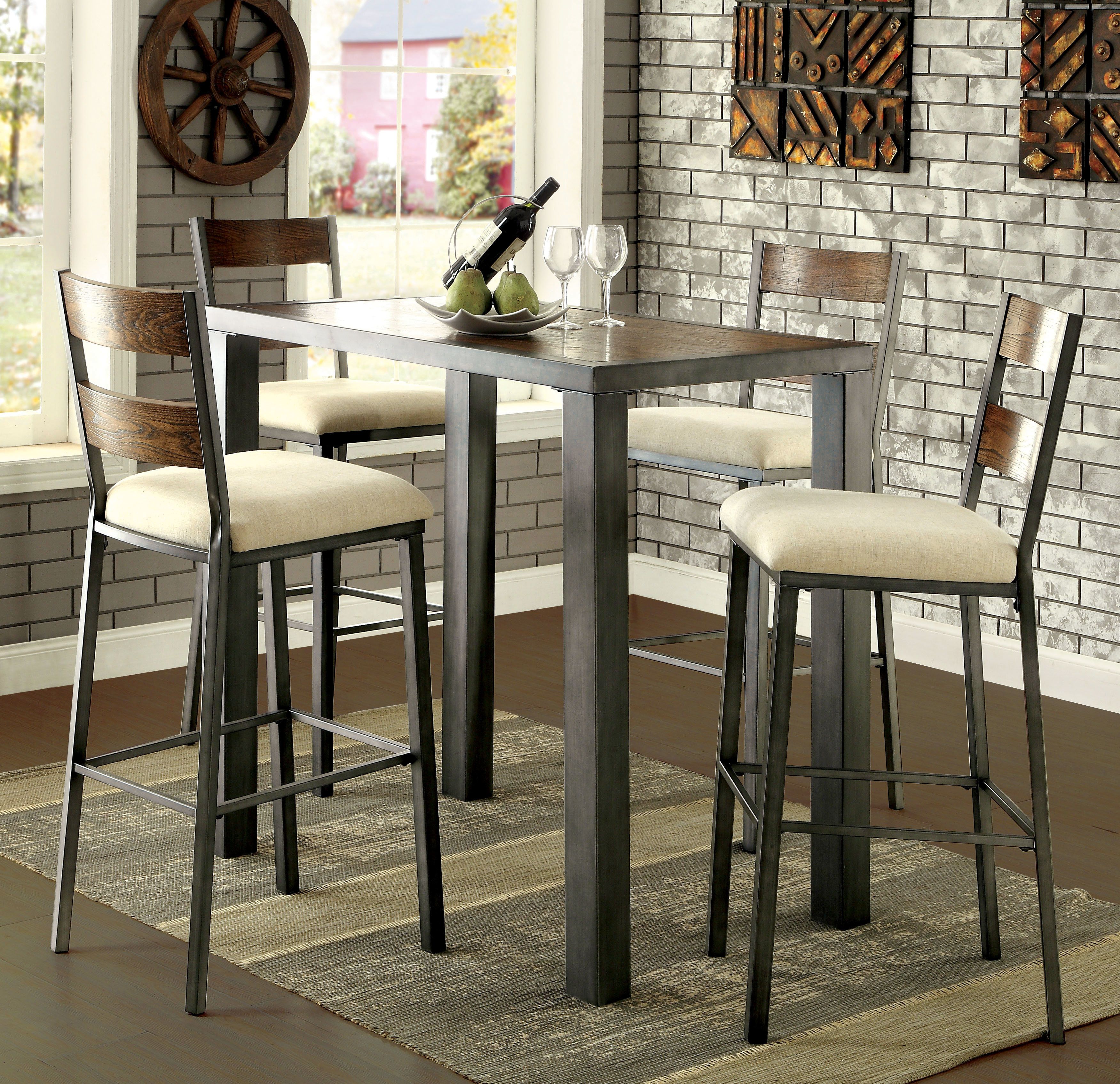 Thurman 5 Piece Pub Table Set Inside Current Bettencourt 3 Piece Counter Height Dining Sets (View 20 of 20)