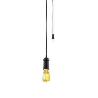 1 Light Vintage Edison Matte Black Plug In Mini Pendant For Schutt 5 Light Cluster Pendants (View 16 of 25)