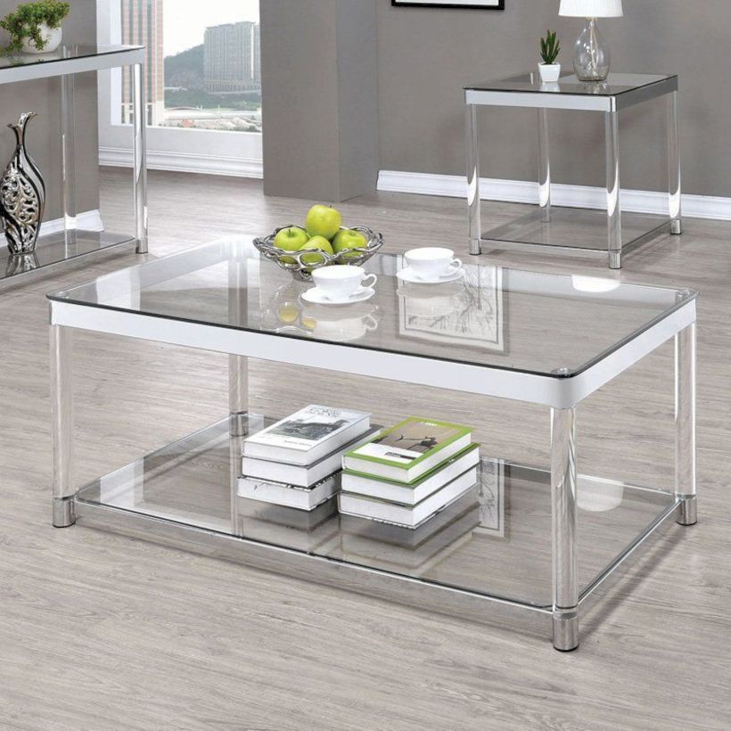 55+ Amazing Rectangular Glass Coffee Tables Ideas Inside Thalberg Contemporary Chrome Coffee Tables By Foa (View 9 of 50)