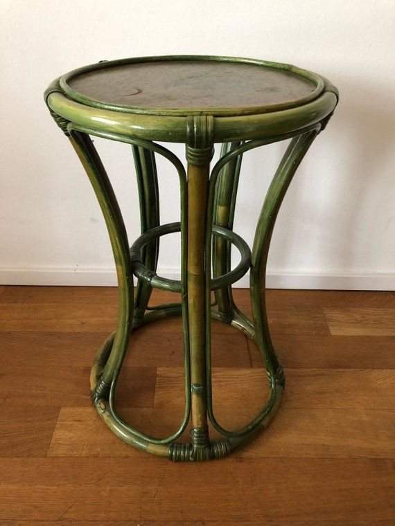 70S Boho Bamboo Plant Stand Stool Side Table | Furniture I 2019 In Velma Modern Satin Plated Coffee Tables (View 13 of 25)