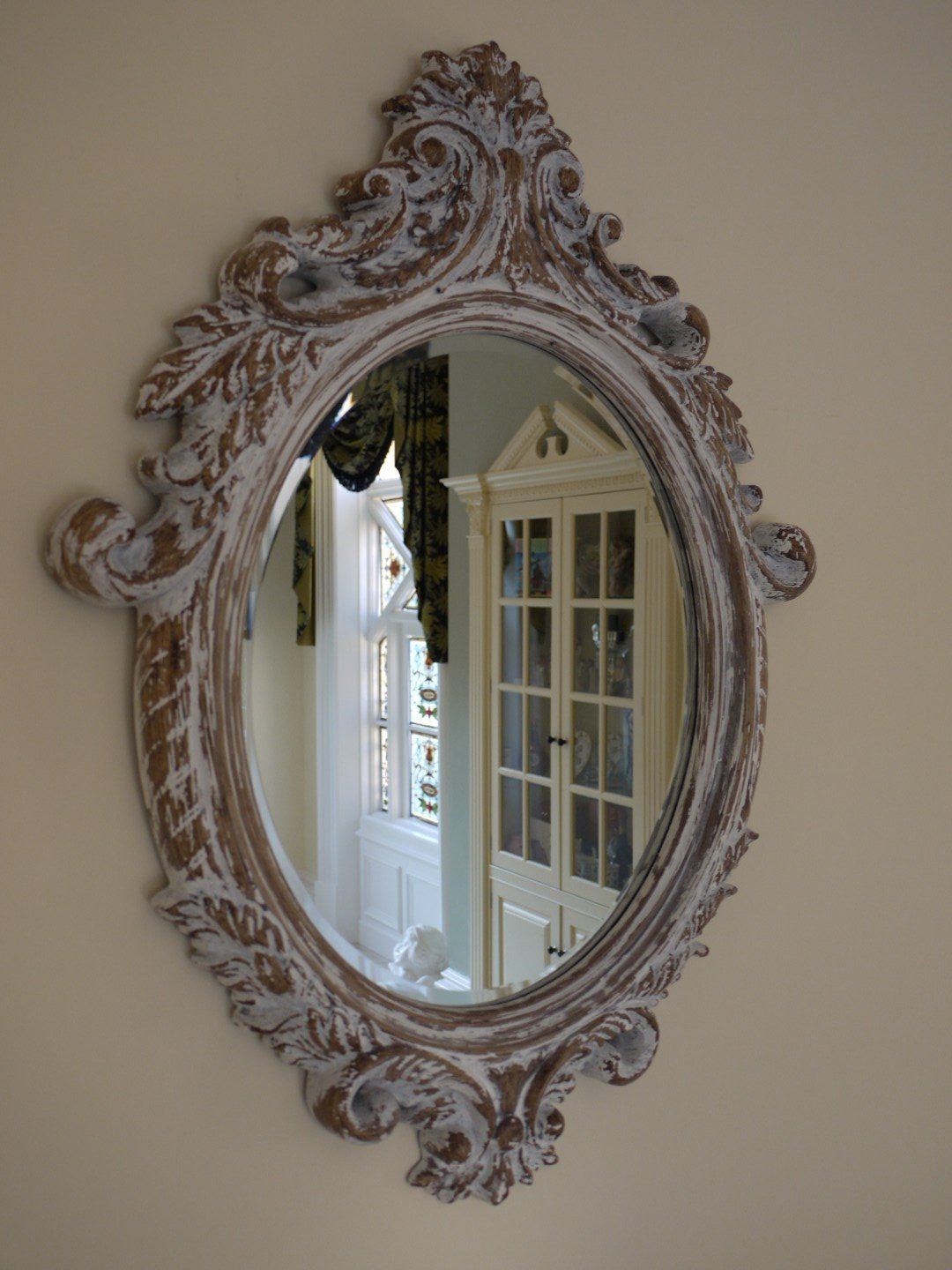 Adorable Ornamental Mirrors Ltd Round Mirror Rococo Revival Regarding Window Cream Wood Wall Mirrors (View 13 of 20)
