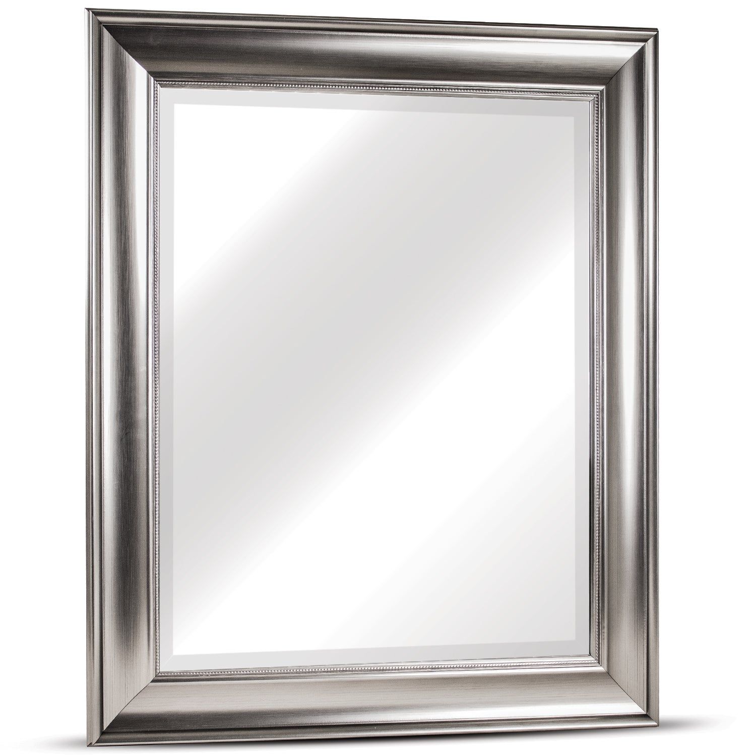 American Art Decor Clarence Medium Rectangular Silver Textured Accent  Framed Beveled Wall Vanity Mirror – A/n Pertaining To Juliana Accent Mirrors (View 15 of 20)