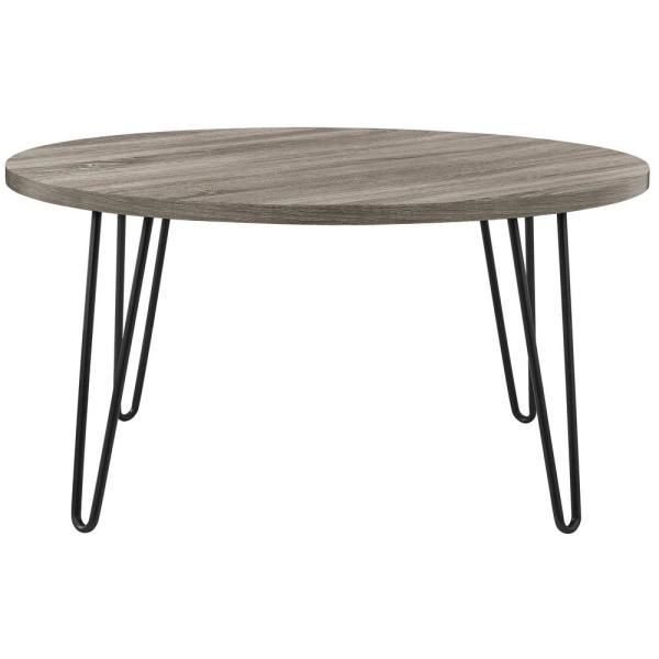 Ameriwood Montrose Weathered Oak Retro Round Coffee Table For Lockwood Rectangle Coffee Tables (View 20 of 25)