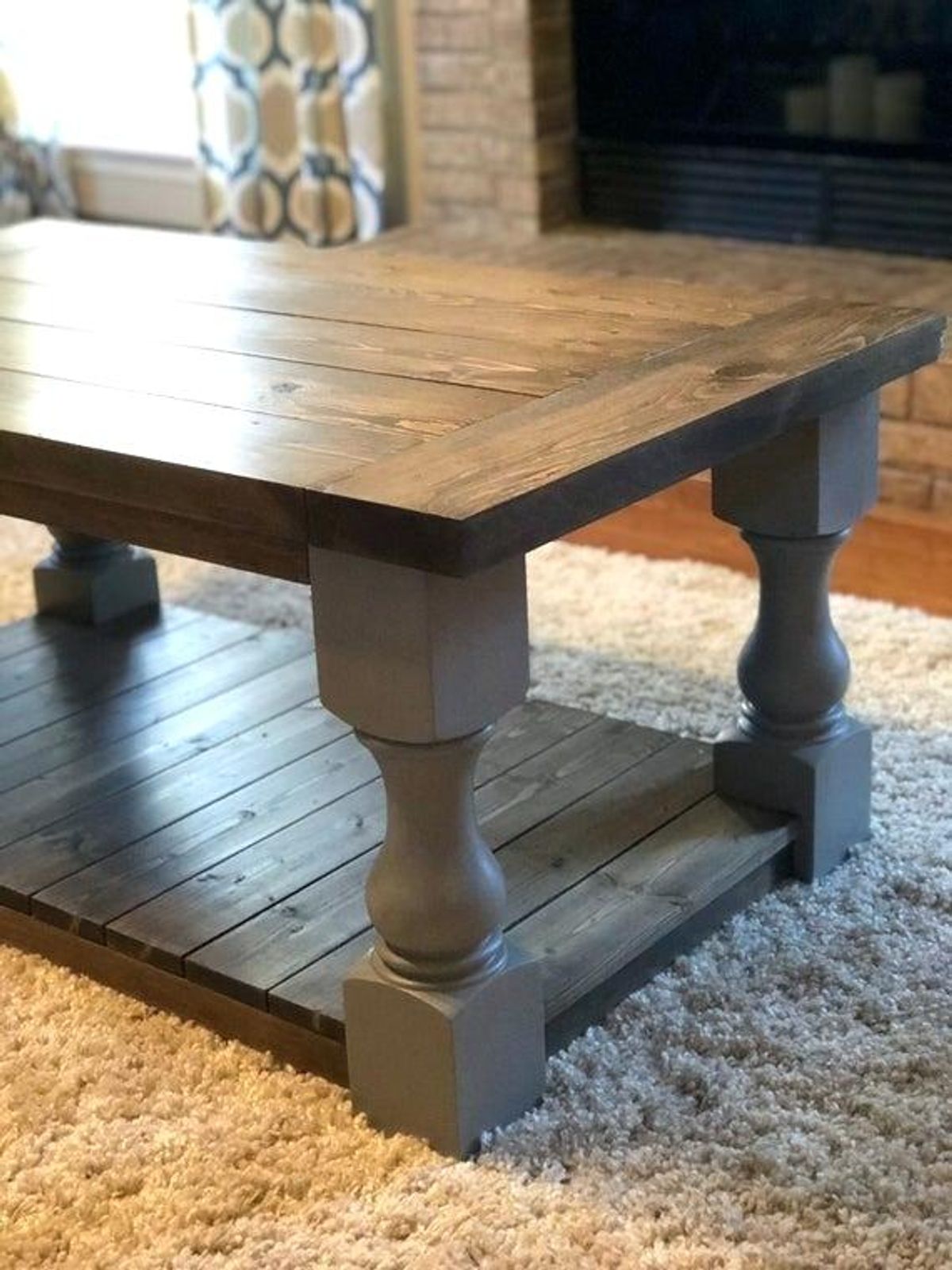 25 Ideas of Edmaire Rustic Pine Baluster Coffee Tables