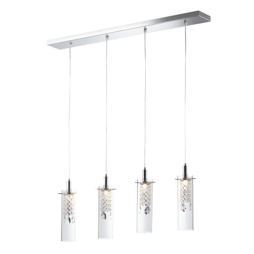 Bazz Lighting P14531Cr Glam 4 Light 35" Wide Crystal Linear Chandelier With  Clea Throughout Clea 3 Light Crystal Chandeliers (View 11 of 20)